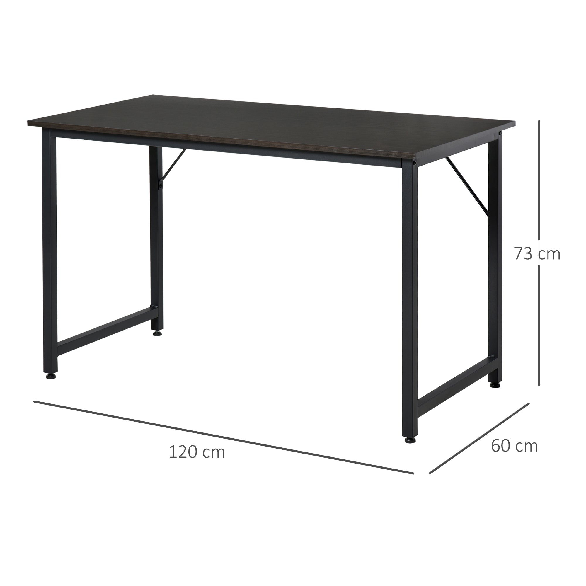 Desk for Home Office Dining Computer Study Table with Adjustable Feet Simple Office Furniture 120x60x73cm 70kg Load Capacity