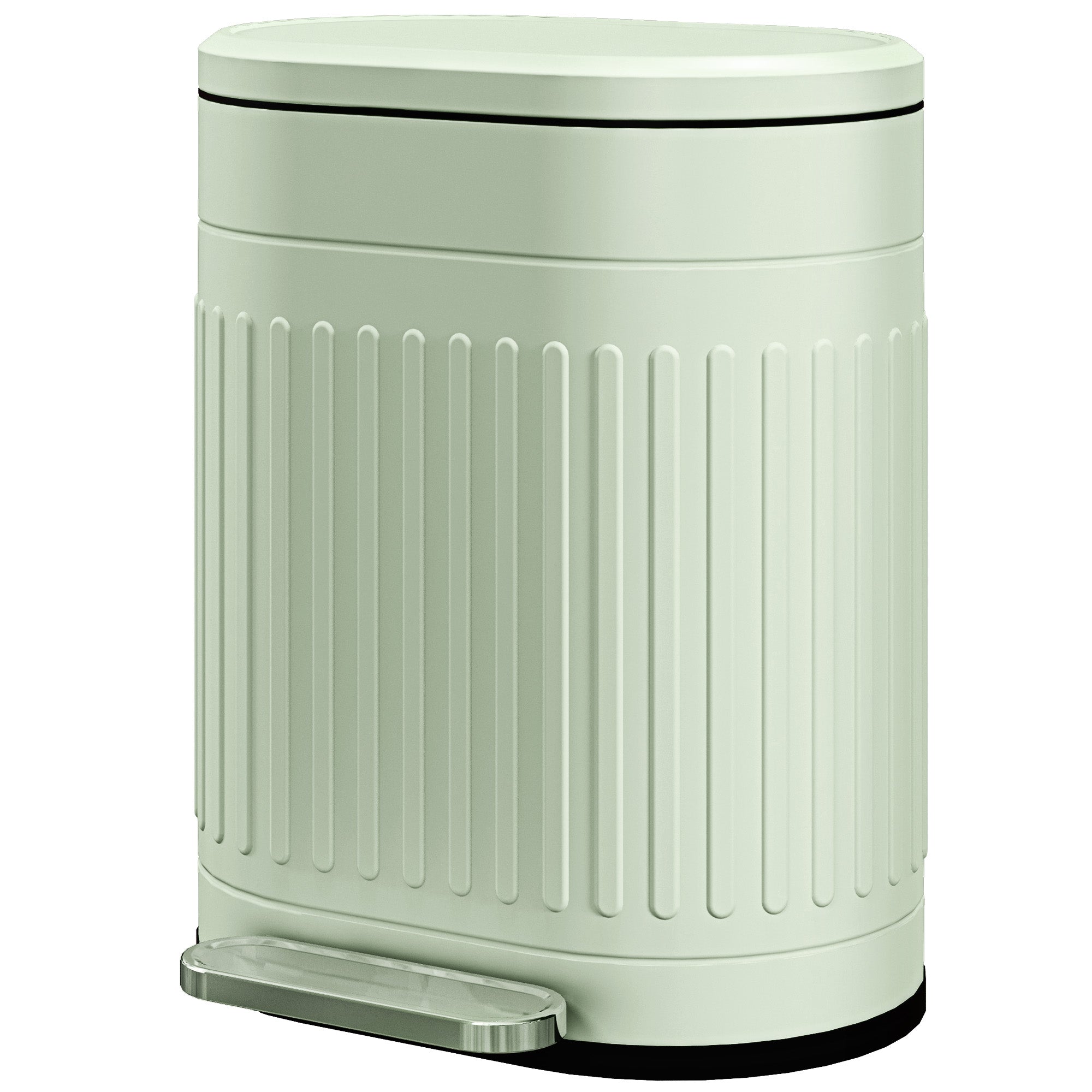 20 L Step Trash Can with Lid & Foot Pedal — Removable Inner Bin, Soft-Close — Green, 36.5 x 31.2 x 45 cm