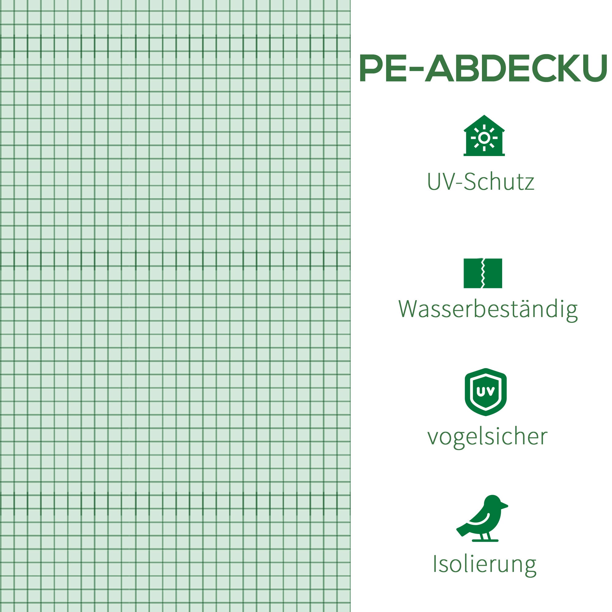 Replacement Film Cover 300 x 300 x 200 cm with front door, 6 windows tear-resistant greenhouse film, garden film for greenhouse, conservatory, cold frame, green