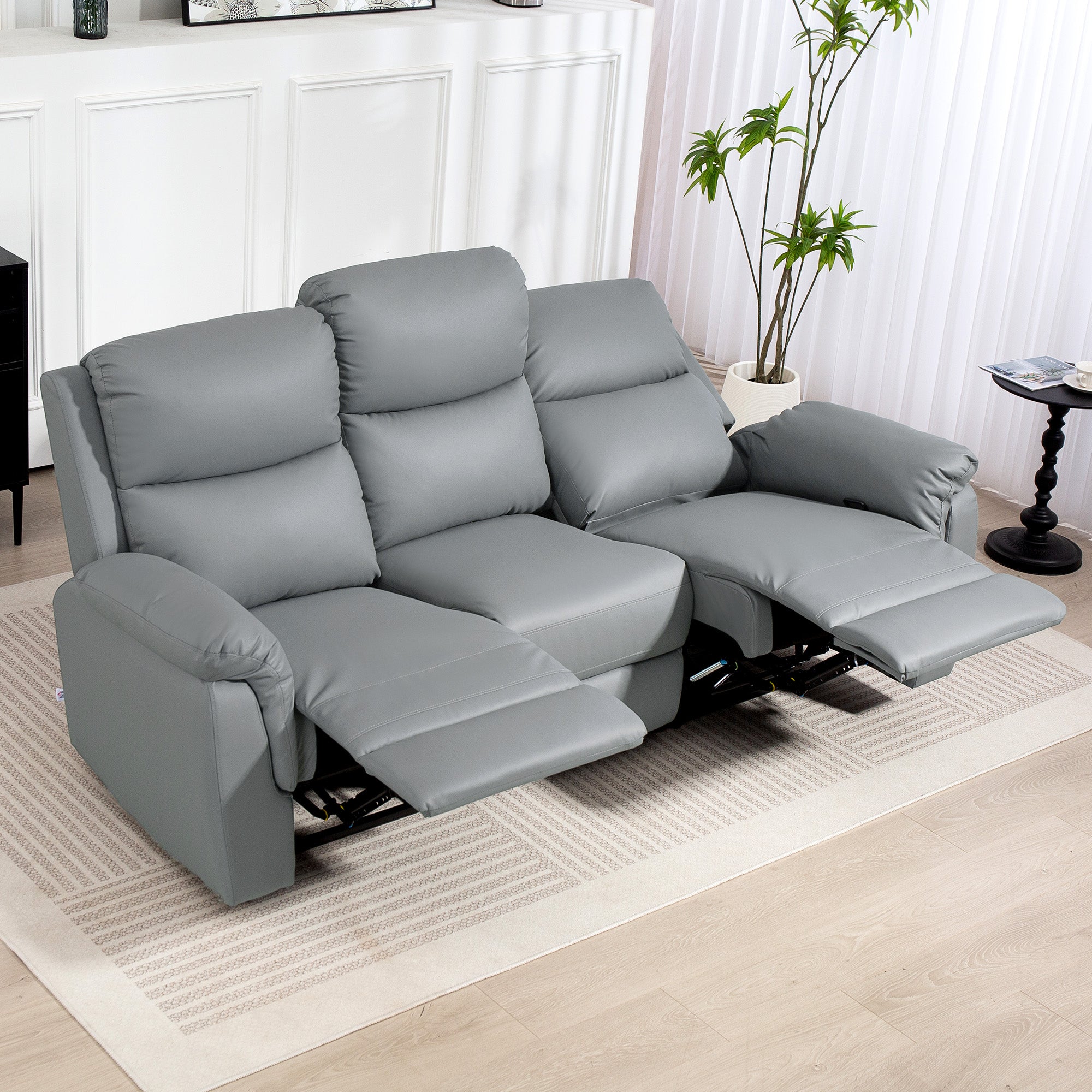 TV Armchair Recliner with Reclining Function, 3 Seater Sofa TV Chair with Pocket Springs, Double Reclining Chair, Footrest, Quick Assembly for Living Room, Dark Grey