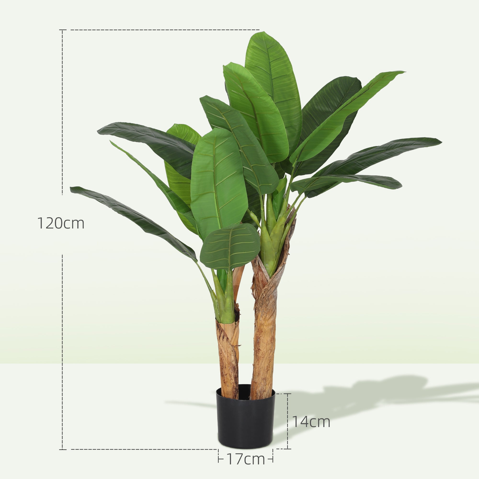 Artificial Banana Tree 2 Piece Large 120 cm Faux Plant, Artificial Banana Tree Plants with Pot, Artificial Moss, Artificial Grass for Living Room Bedroom