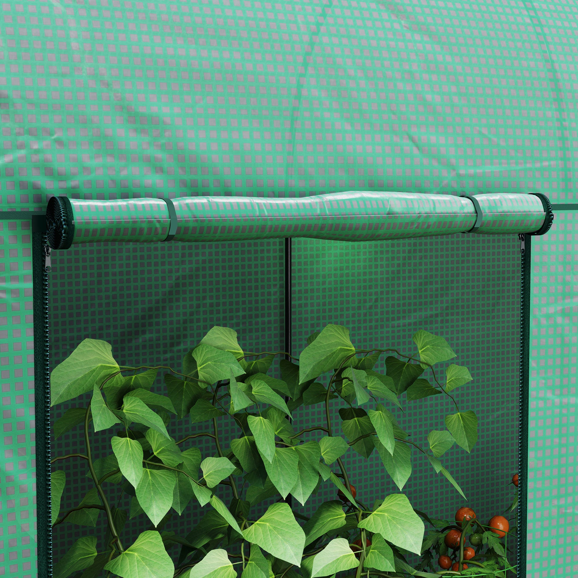 Greenhouse 2 m² Tomato Greenhouse 2 x 1 x 1.78 m 2 Roll-Up Zipper Doors Steel High-Density PE 140 g/m² UV Protection