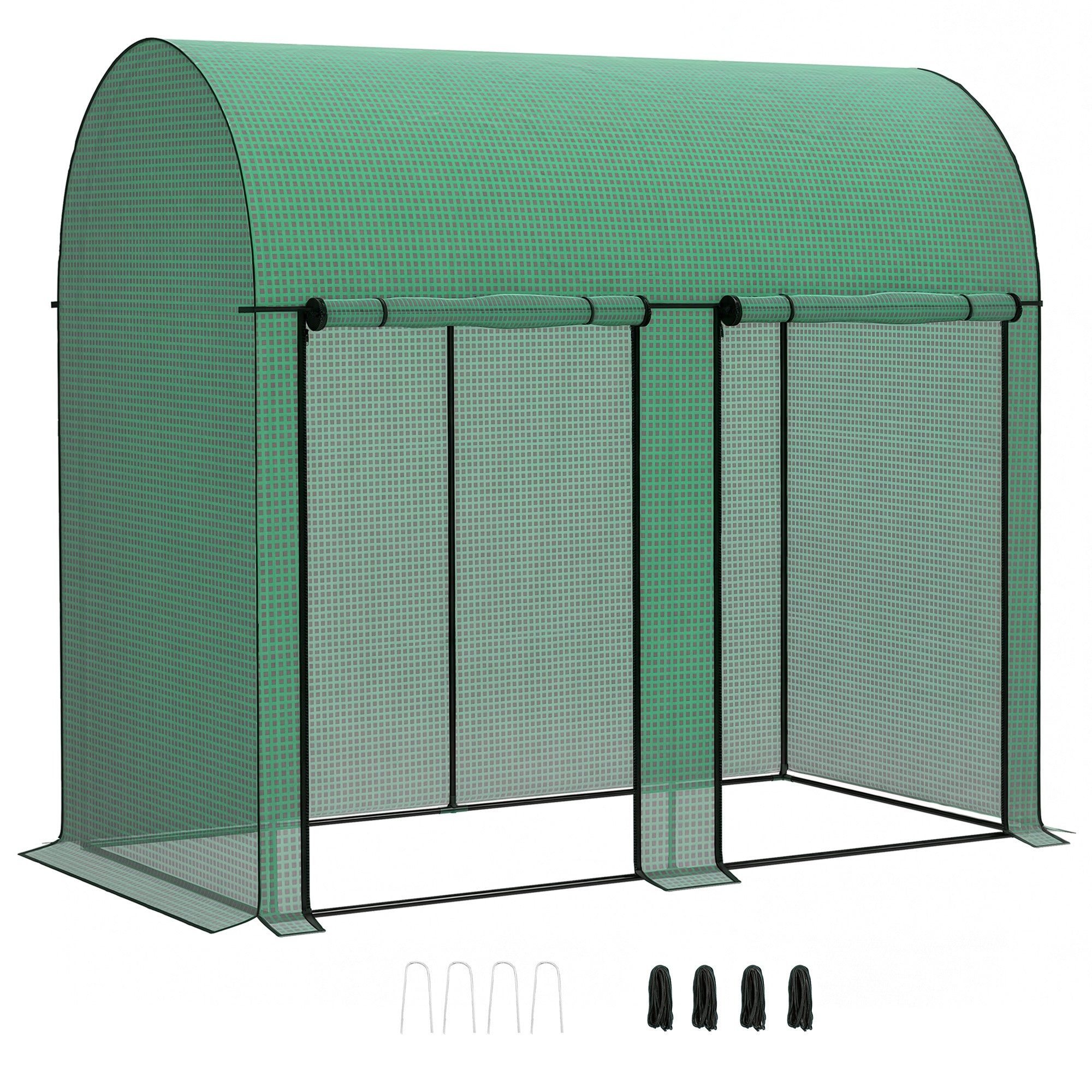 Greenhouse 2 m² Tomato Greenhouse 2 x 1 x 1.78 m 2 Roll-Up Zipper Doors Steel High-Density PE 140 g/m² UV Protection