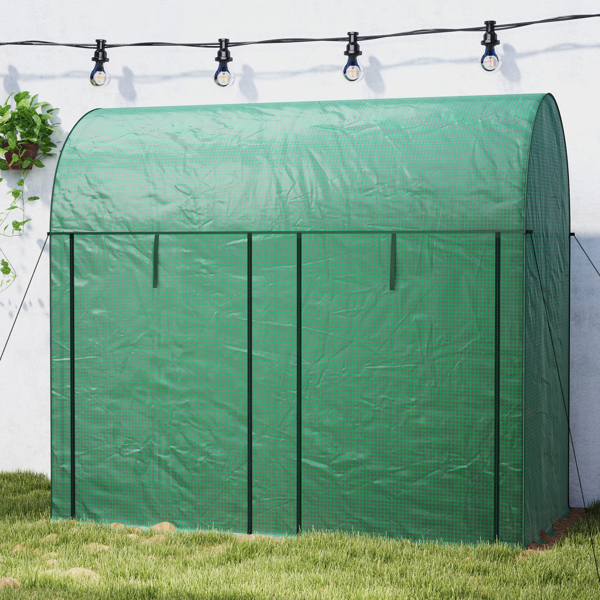 Greenhouse 2 m² Tomato Greenhouse 2 x 1 x 1.78 m 2 Roll-Up Zipper Doors Steel High-Density PE 140 g/m² UV Protection