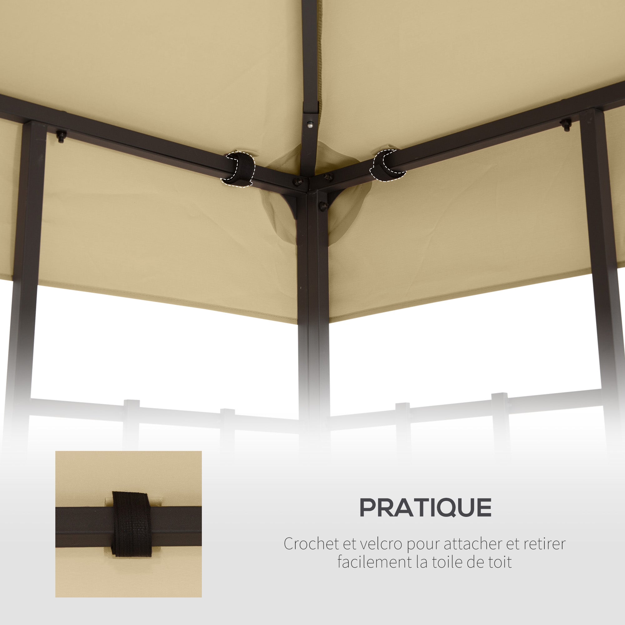 Replacement Roof for Garden Gazebo Canopy Replacement Tent 3 x 3m Beige