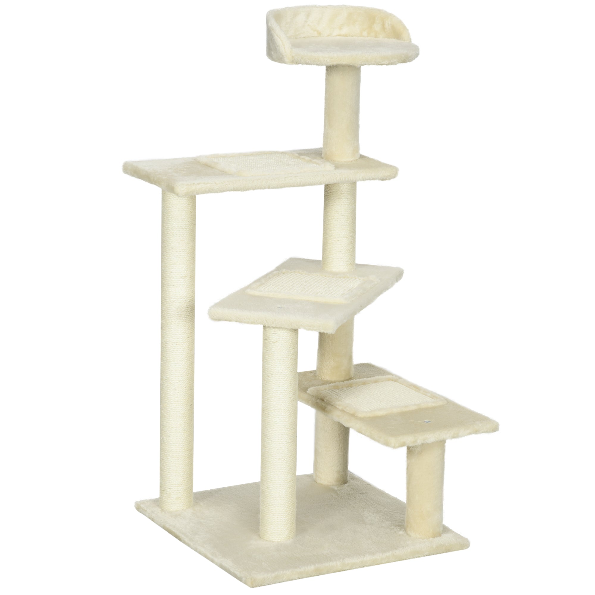 Cat Tree 100 cm Cat Tower with Sisal Posts, Large Platform, Multi-Level Cat Scratching Tree, Climbing Tree, for Small & Medium Cats, Beige