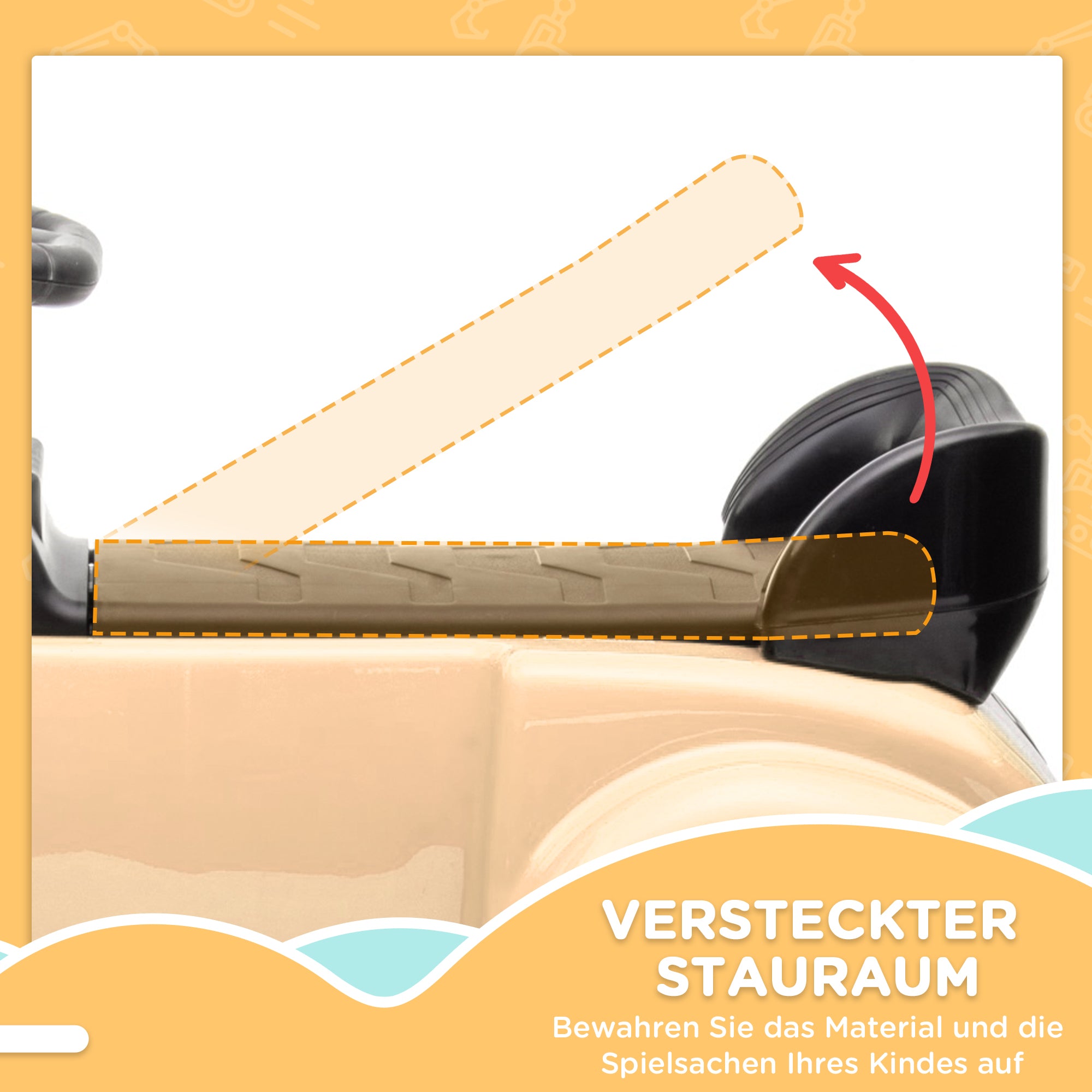 Slide Car, Children's Vehicle, Slider Vehicle with Storage Space, Children's Car with Rollover Protection Slider for 18-48 Months Children, Beige, 77.5 x 41.5 x 45 cm