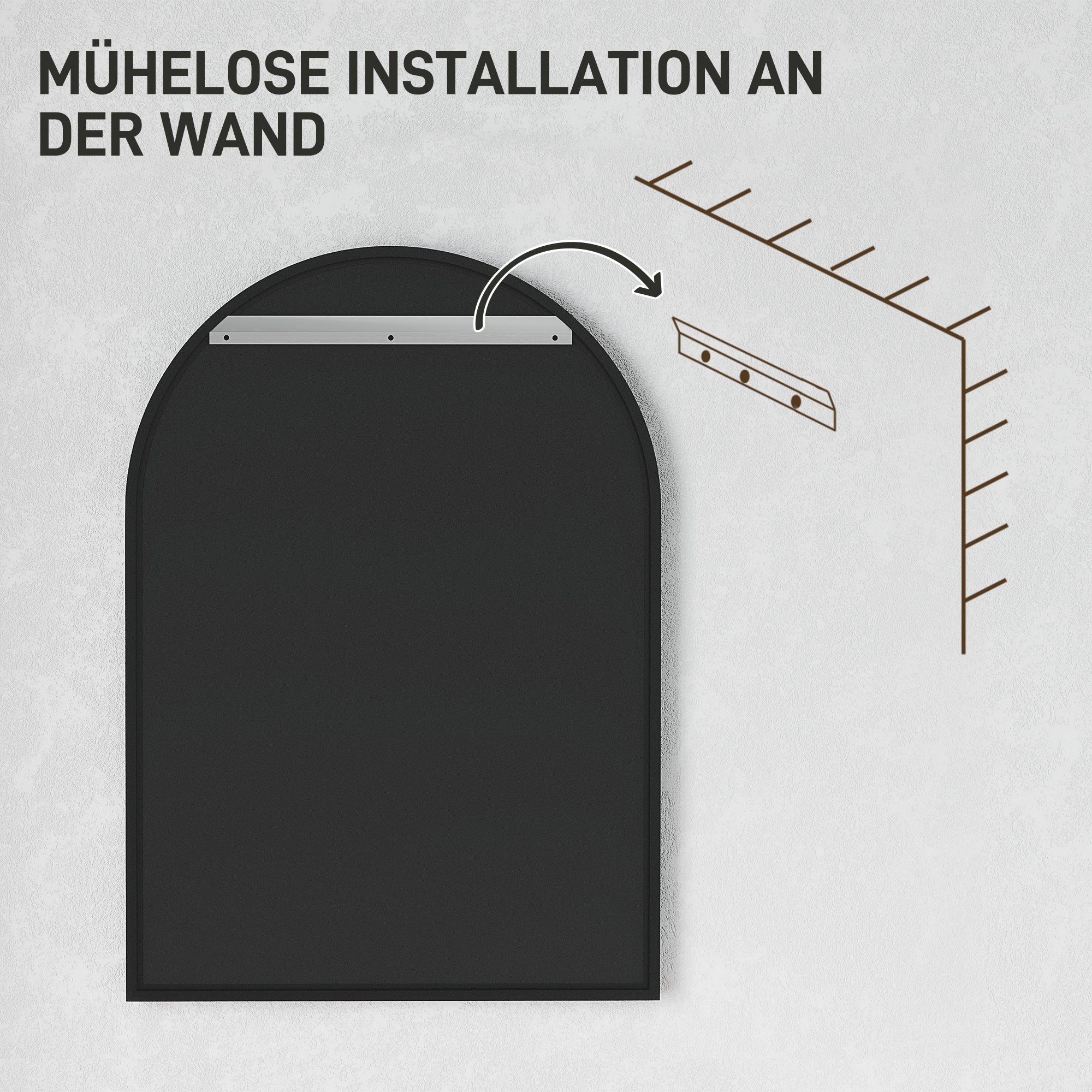 Bathroom Mirror 50 x 70 cm Mirror with Shatterproof Film, Bathroom Mirror with Aluminum Frame, Wall Mirror for Bathroom, Bedroom, Black