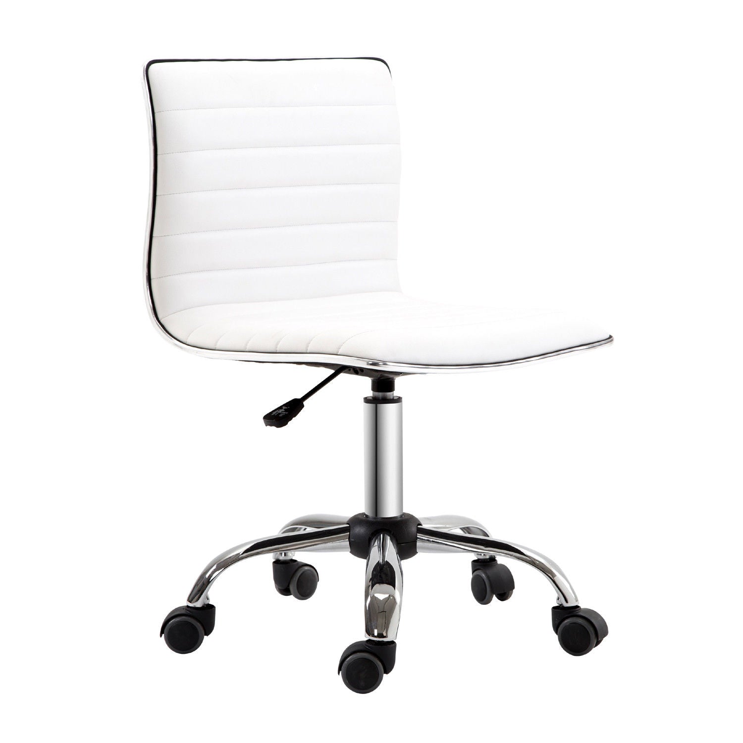 Home Office Chair Desk Chair in Faux Leather Adjustable Height Swivel Chair up to 120 kg Load Capacity, Makeup Chair for Study, Bedroom, White