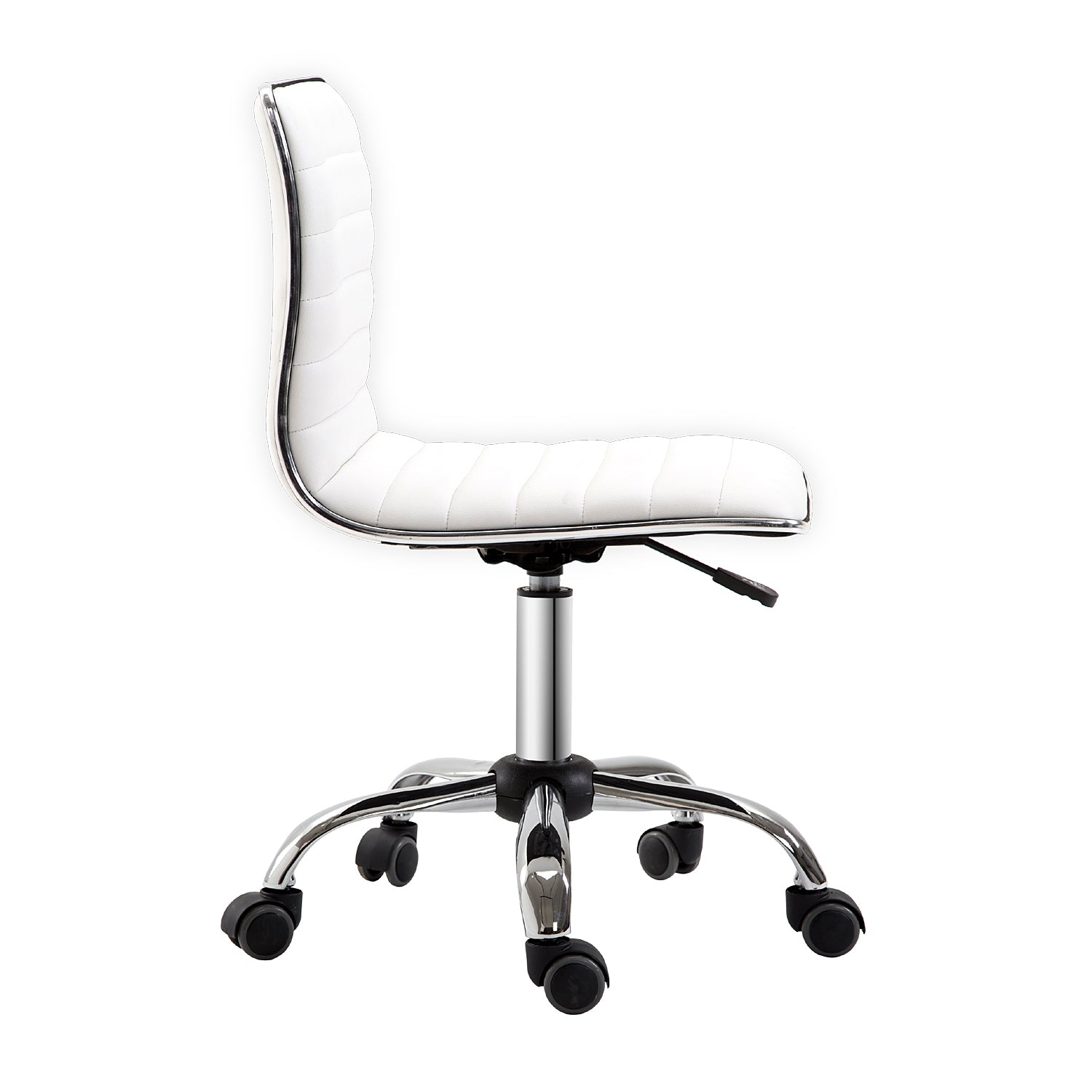 Home Office Chair Desk Chair in Faux Leather Adjustable Height Swivel Chair up to 120 kg Load Capacity, Makeup Chair for Study, Bedroom, White