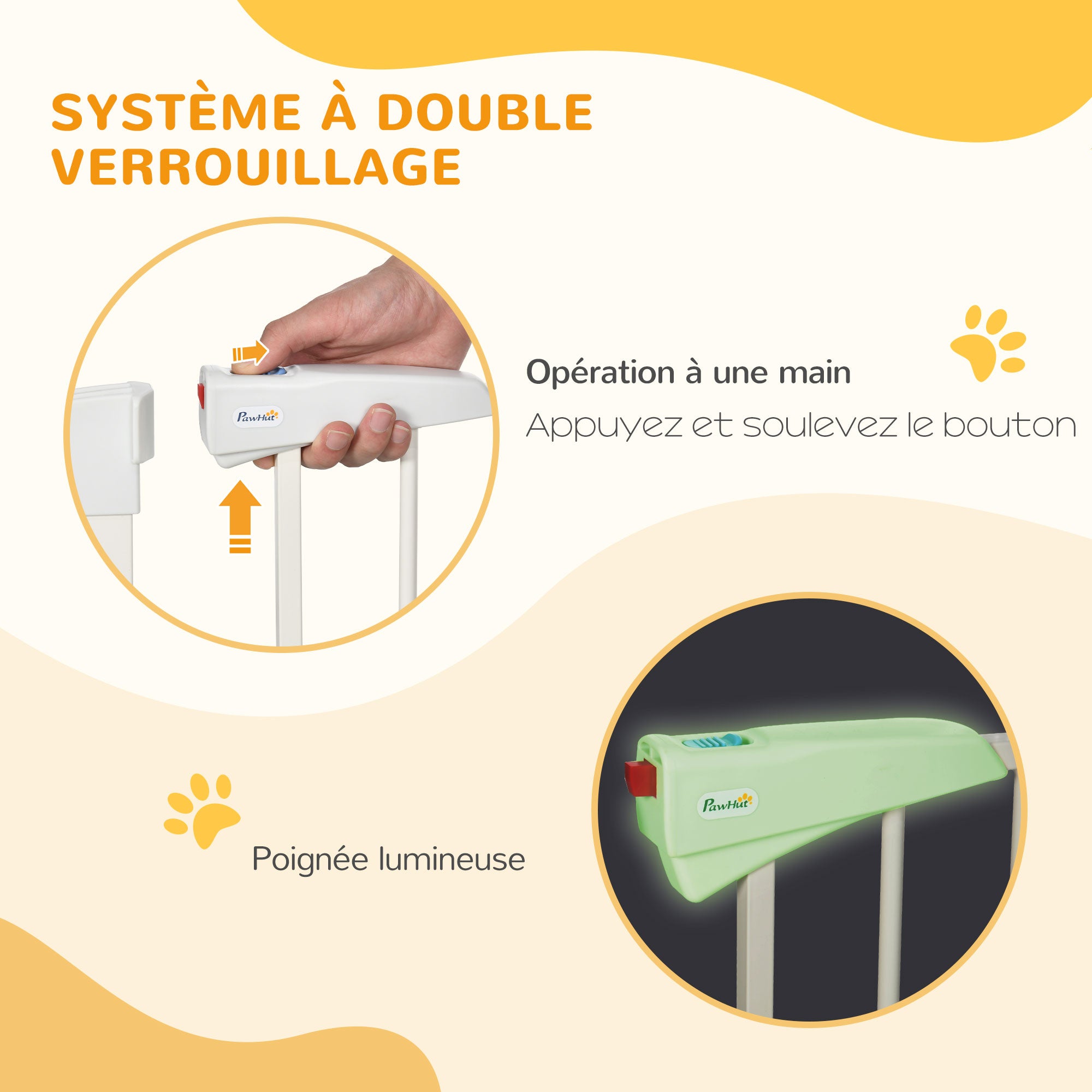 Safety Barrier for Dogs No Drill Pets with Automatic Closing Double Locking One-Hand Operation Width 76-103 cm Height 77 cm White