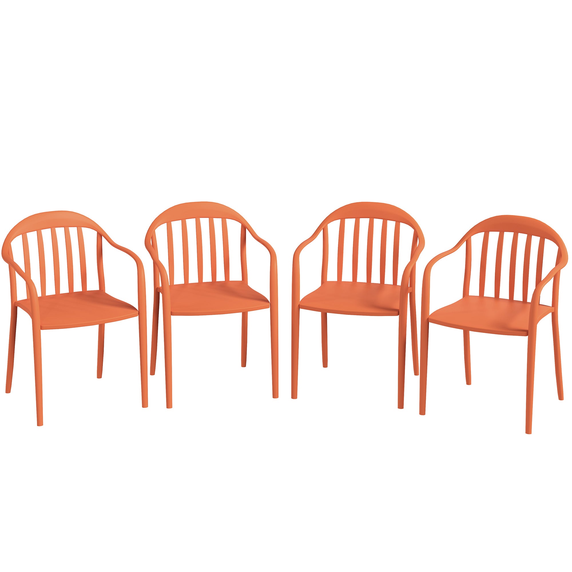 Garden Chair Set of 4 Weatherproof Plastic Garden Chairs with Armrests Backrest Stackable Patio Chair Holds up to 120 kg Load for Backyard, Garden, Balcony Red