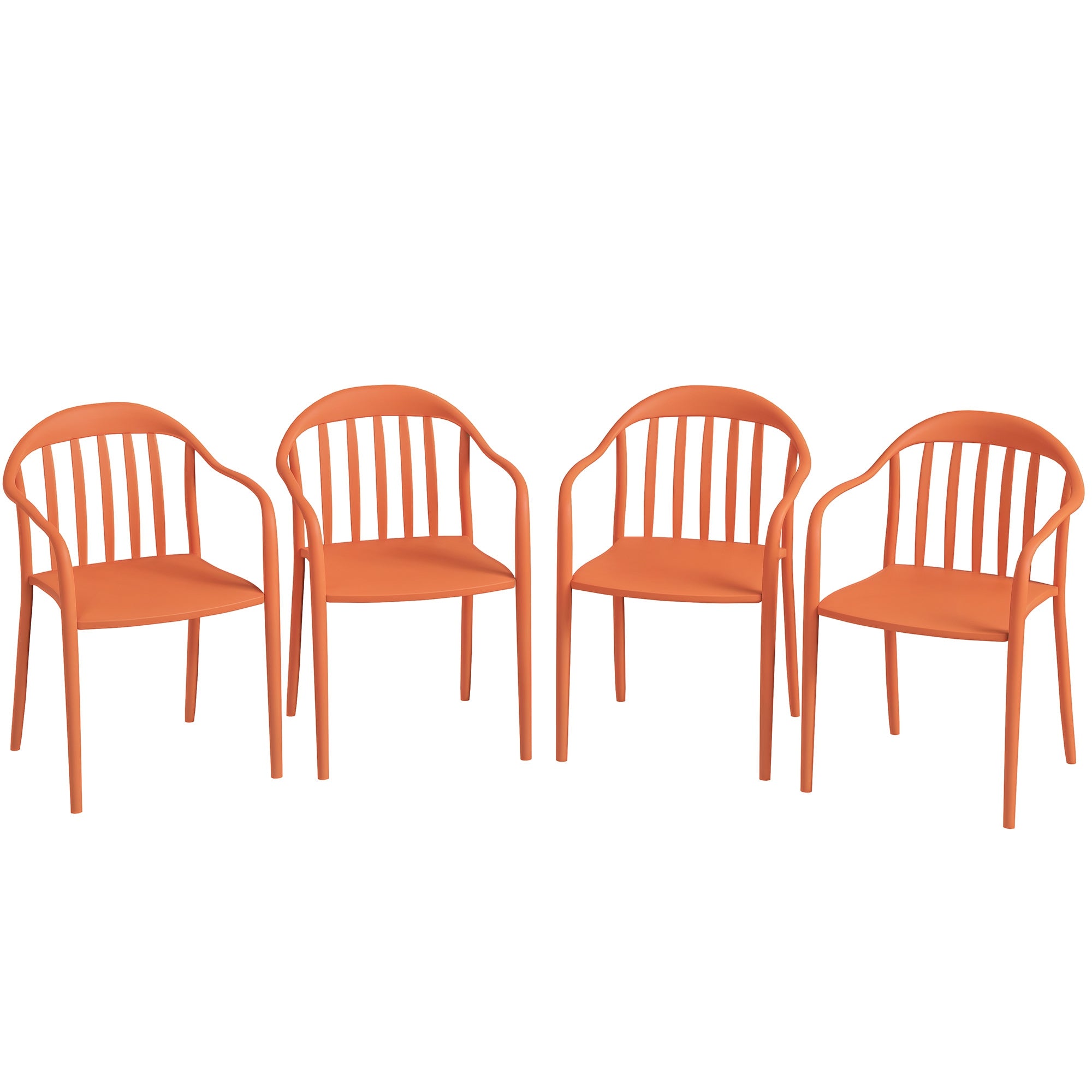 Garden Chair Set of 4 Weatherproof Plastic Garden Chairs with Armrests Backrest Stackable Patio Chair Holds up to 120 kg Load for Backyard, Garden, Balcony Red