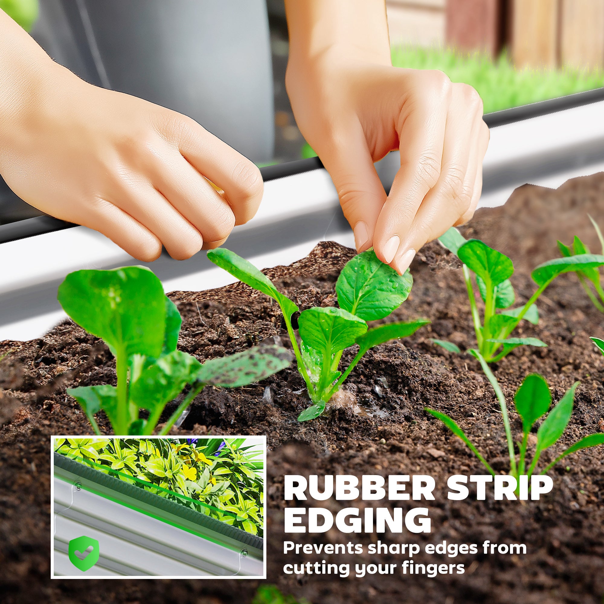 Metal Raised Beds Set of 2, 53.1 x 35.4 x 11.8 in — Oval Open-Bottom Planters with Rubber Safety Rim, Gloves Included, Modular Garden Planter for Vegetables, Fruits, Flowers, Herbs, Silver