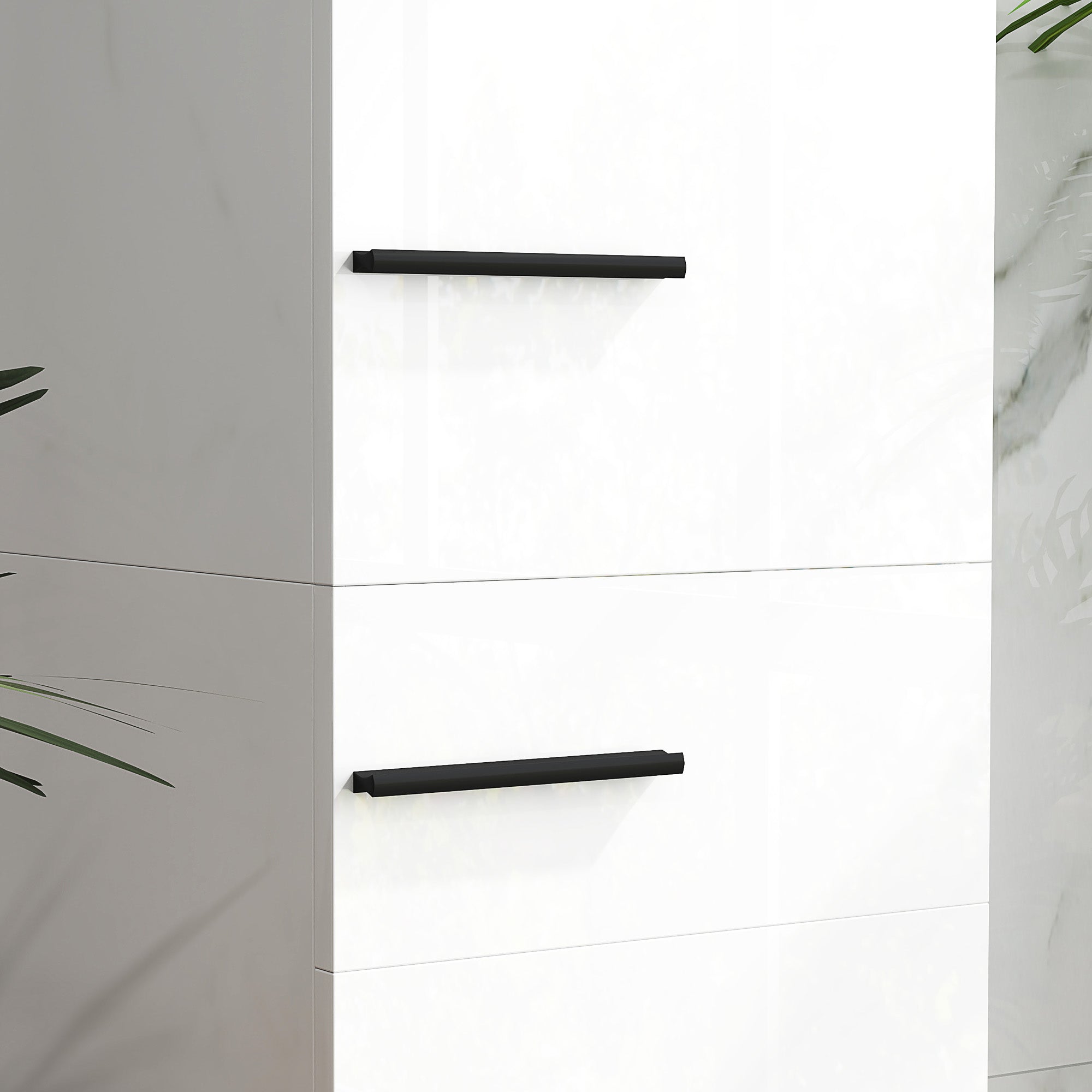 Bathroom Column Tall Bathroom Cabinet with Drawer 2 Doors and Adjustable Shelves Modern Bathroom Furniture Anti-tipping 34x32x170 cm White