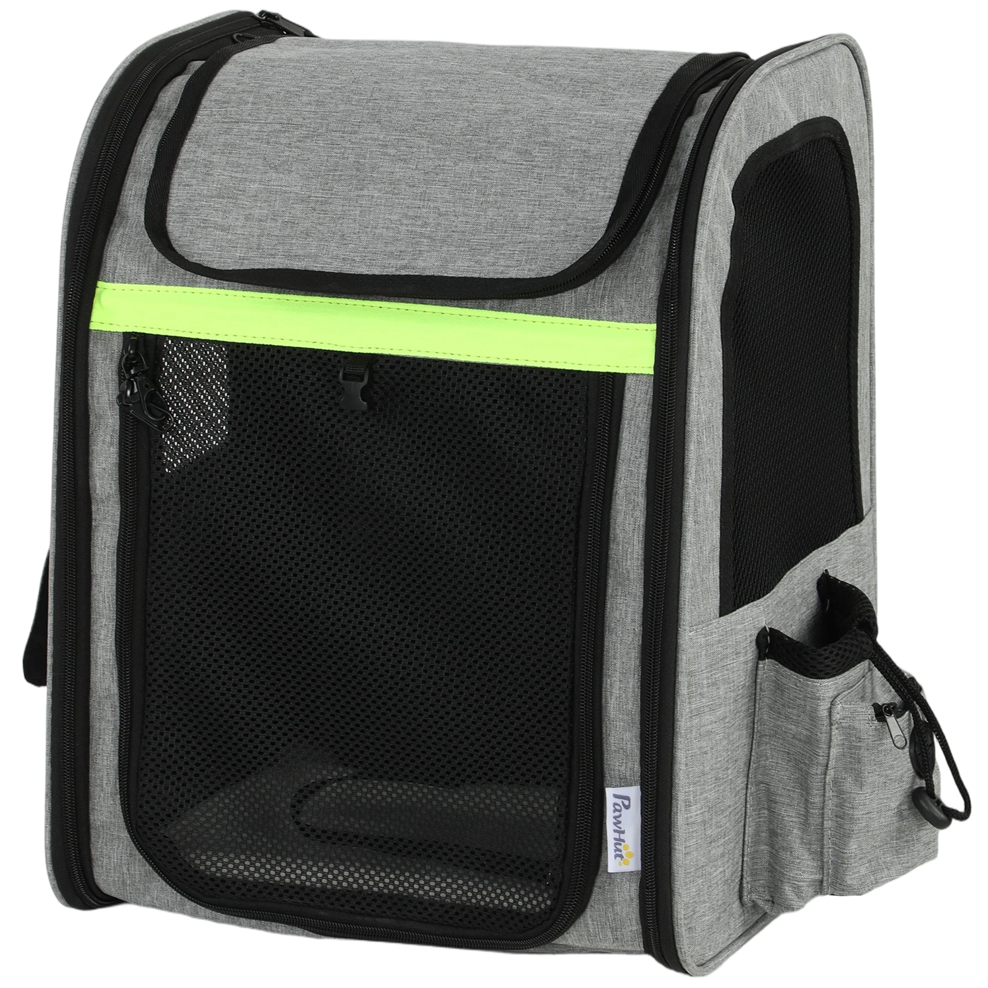 Expandable Dog Carrier with Door, 33.5 x 28 x 42 cm (13.2 x 11.0 x 16.5 in) – 5 Pockets, Reflective Stripe, Carrier for Cats & Dogs up to 10 kg (22 lb) – Light Gray