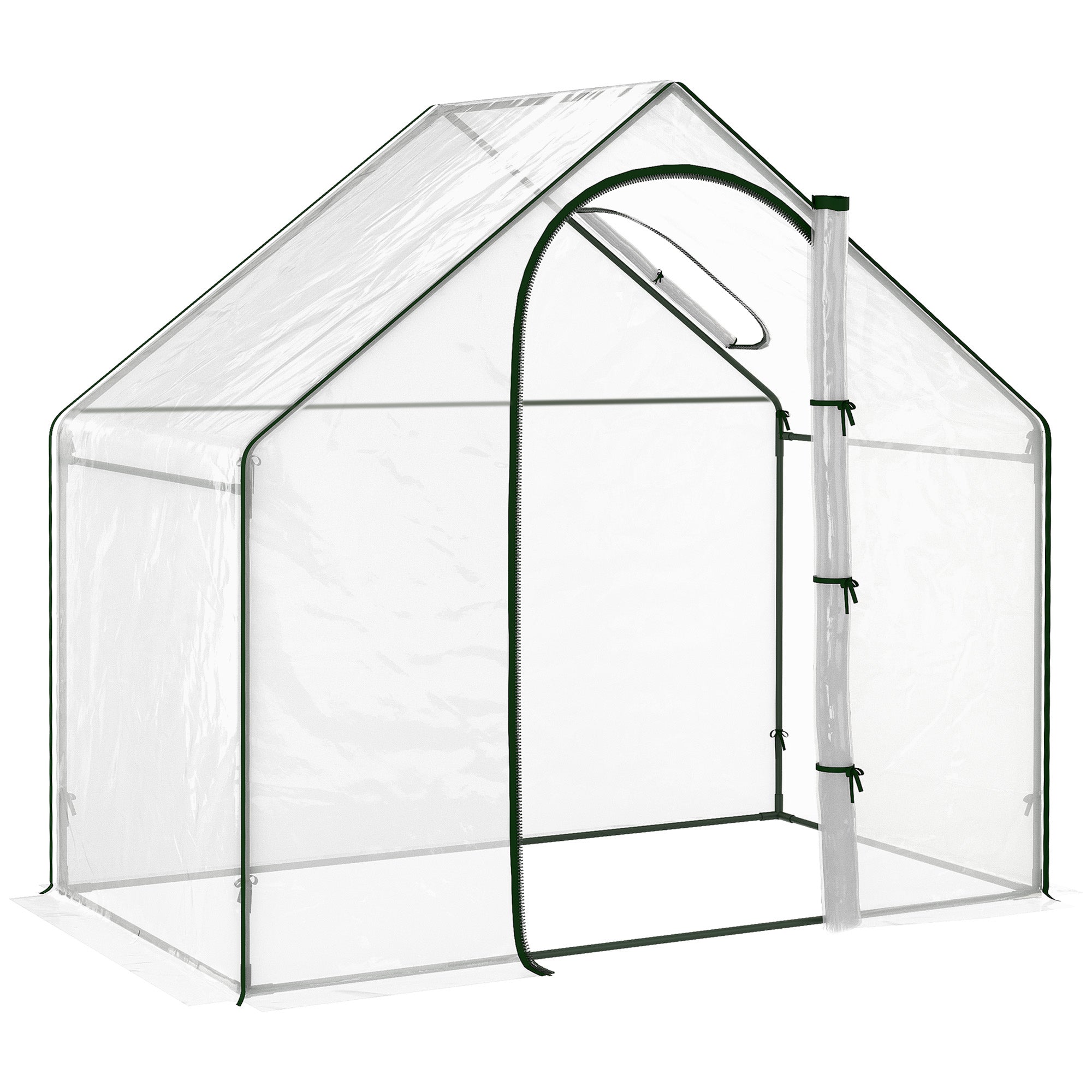 PVC Garden Greenhouse, balcony greenhouse, reinforced tarpaulin, steel frame, roll-up zippered door, for vegetables plants, indoor and outdoor, 180 x 100 x 168 cm, transparent green