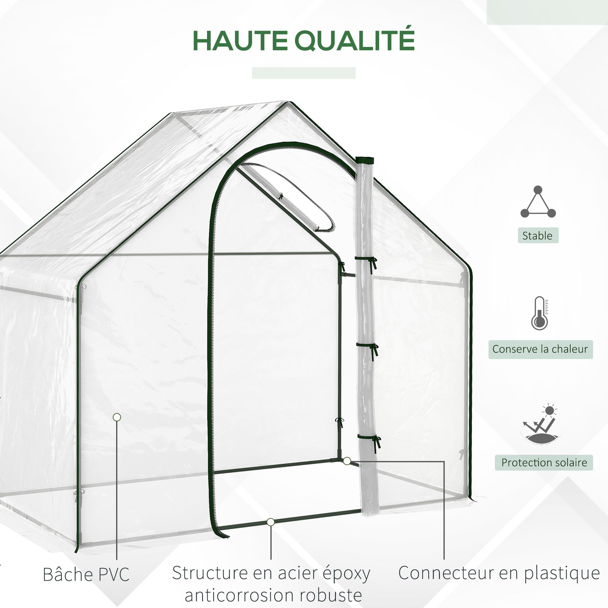 PVC Garden Greenhouse, balcony greenhouse, reinforced tarpaulin, steel frame, roll-up zippered door, for vegetables plants, indoor and outdoor, 180 x 100 x 168 cm, transparent green
