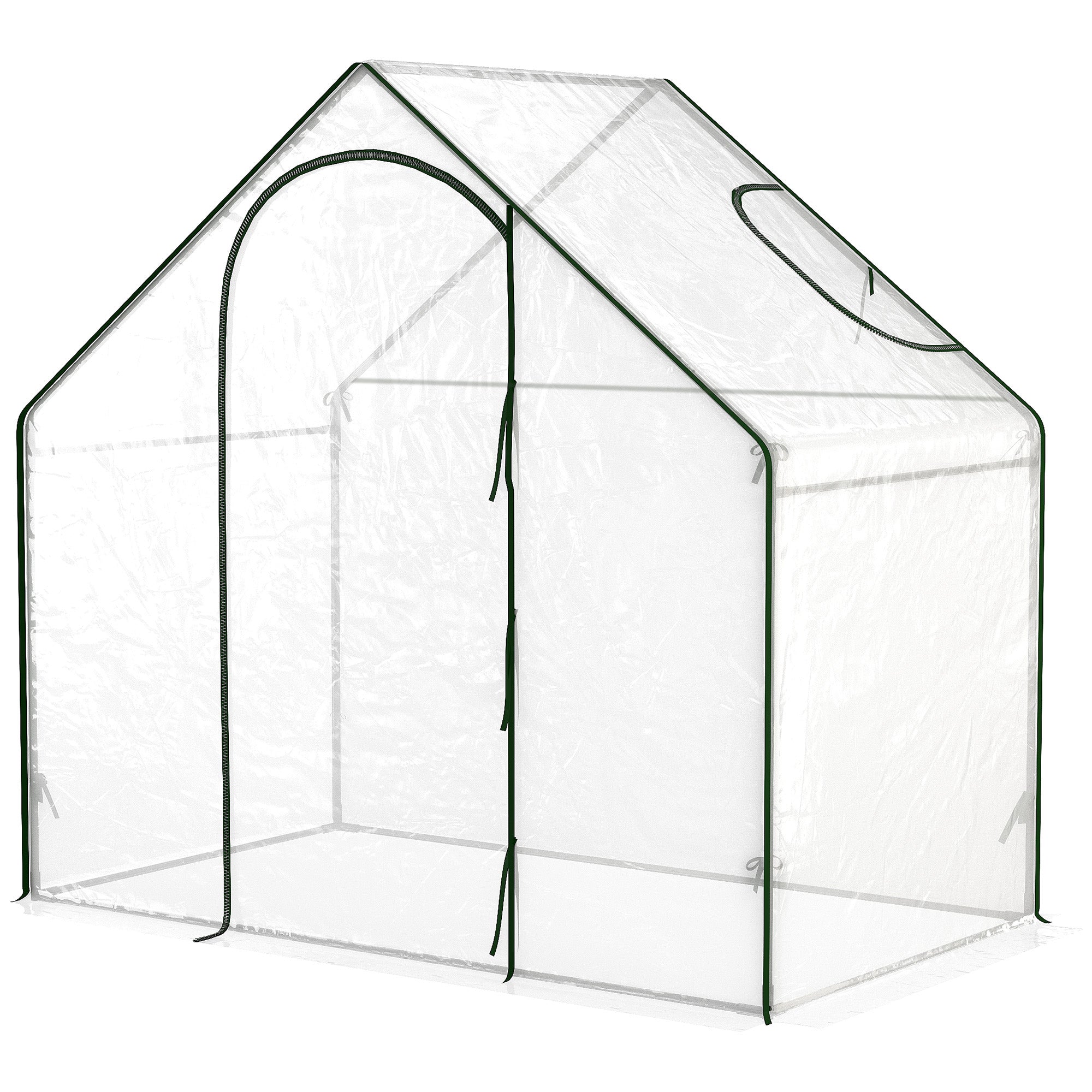 PVC Garden Greenhouse, balcony greenhouse, reinforced tarpaulin, steel frame, roll-up zippered door, for vegetables plants, indoor and outdoor, 180 x 100 x 168 cm, transparent green