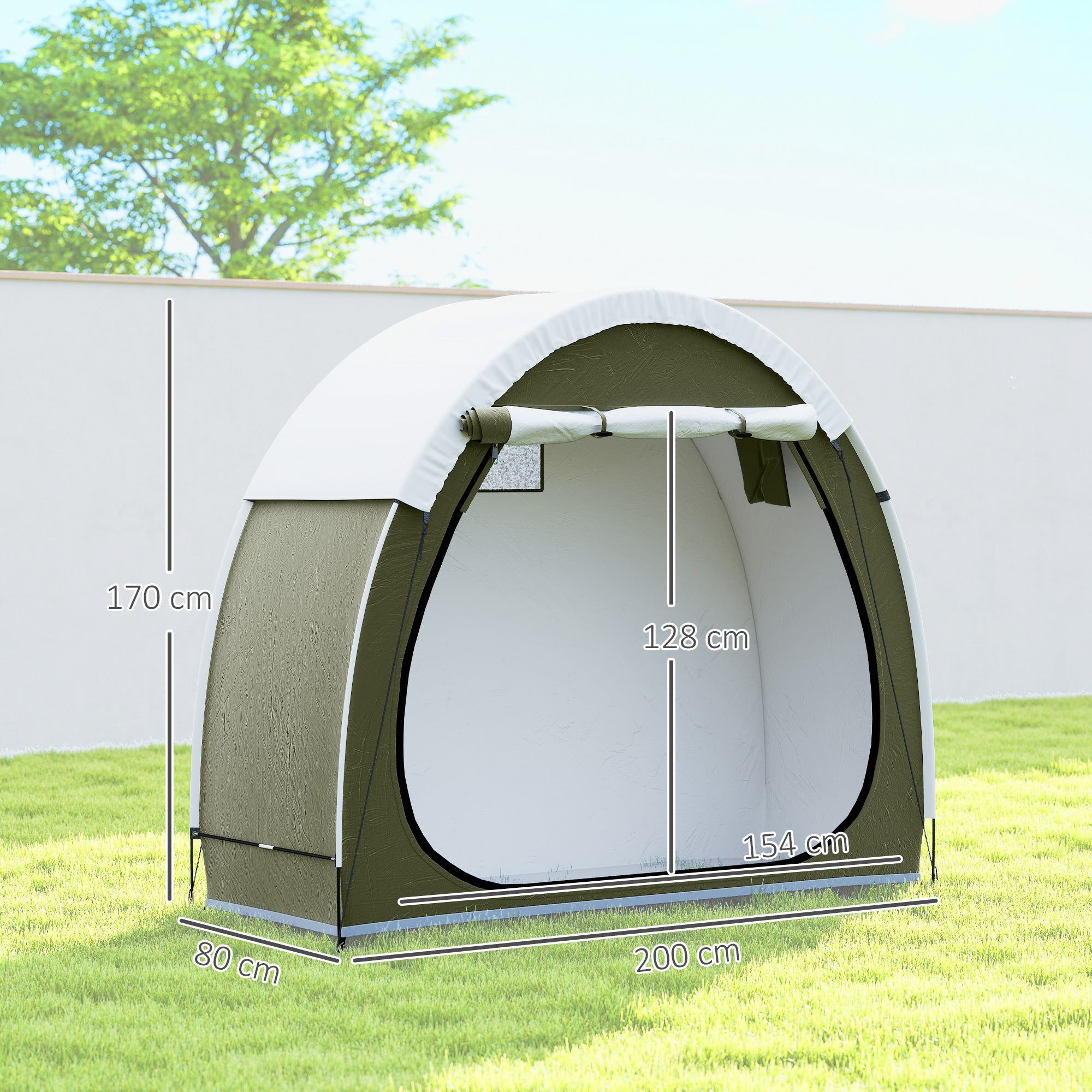 Portable Bike Tent for 2 Bikes – Ventilated, Zipper Door, UPF50+, Waterproof 210D Oxford Bike Shelter (200 x 80 x 170 cm / 78.7" x 31.5" x 66.9")