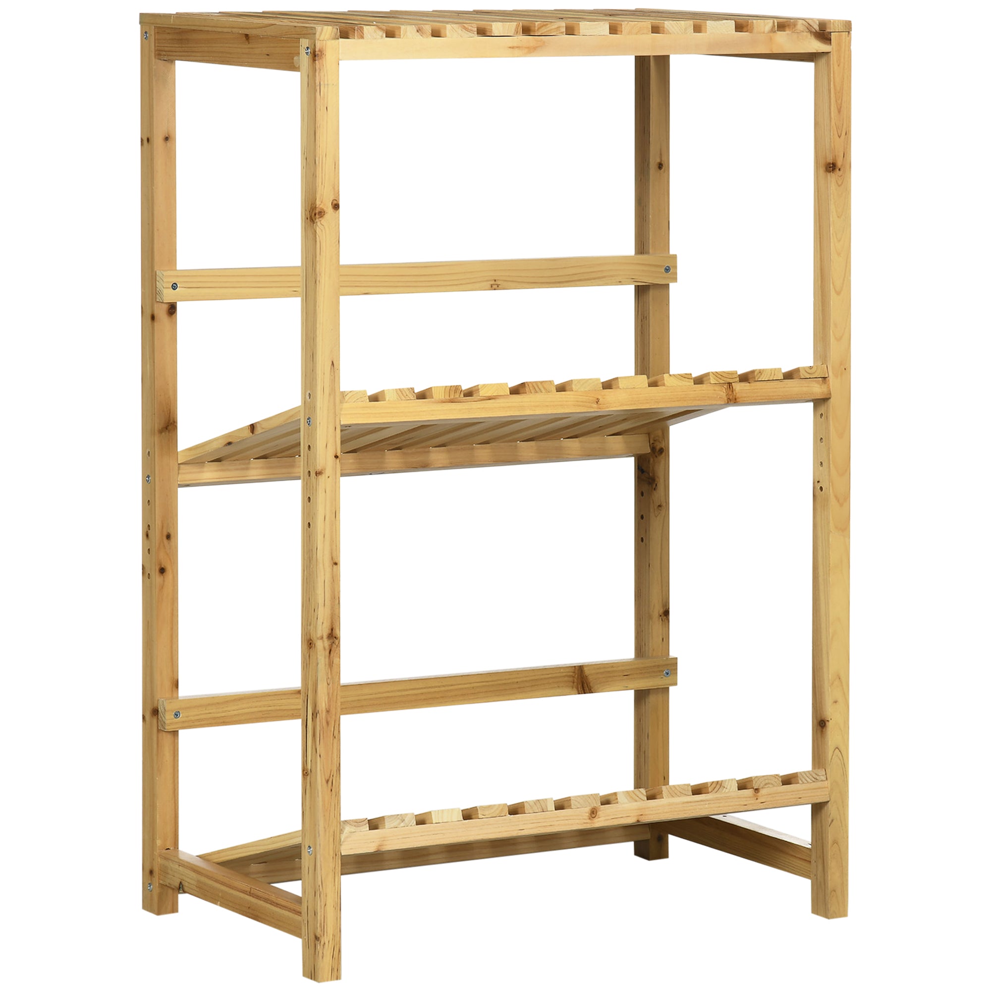 Beverage Crate Stand, Beverage Crate Rack, Crate Rack with 2 Tilted Shelves, Bottle Crate Rack for 4 Beverage Crates, Natural, 74 x 45 x 111 cm