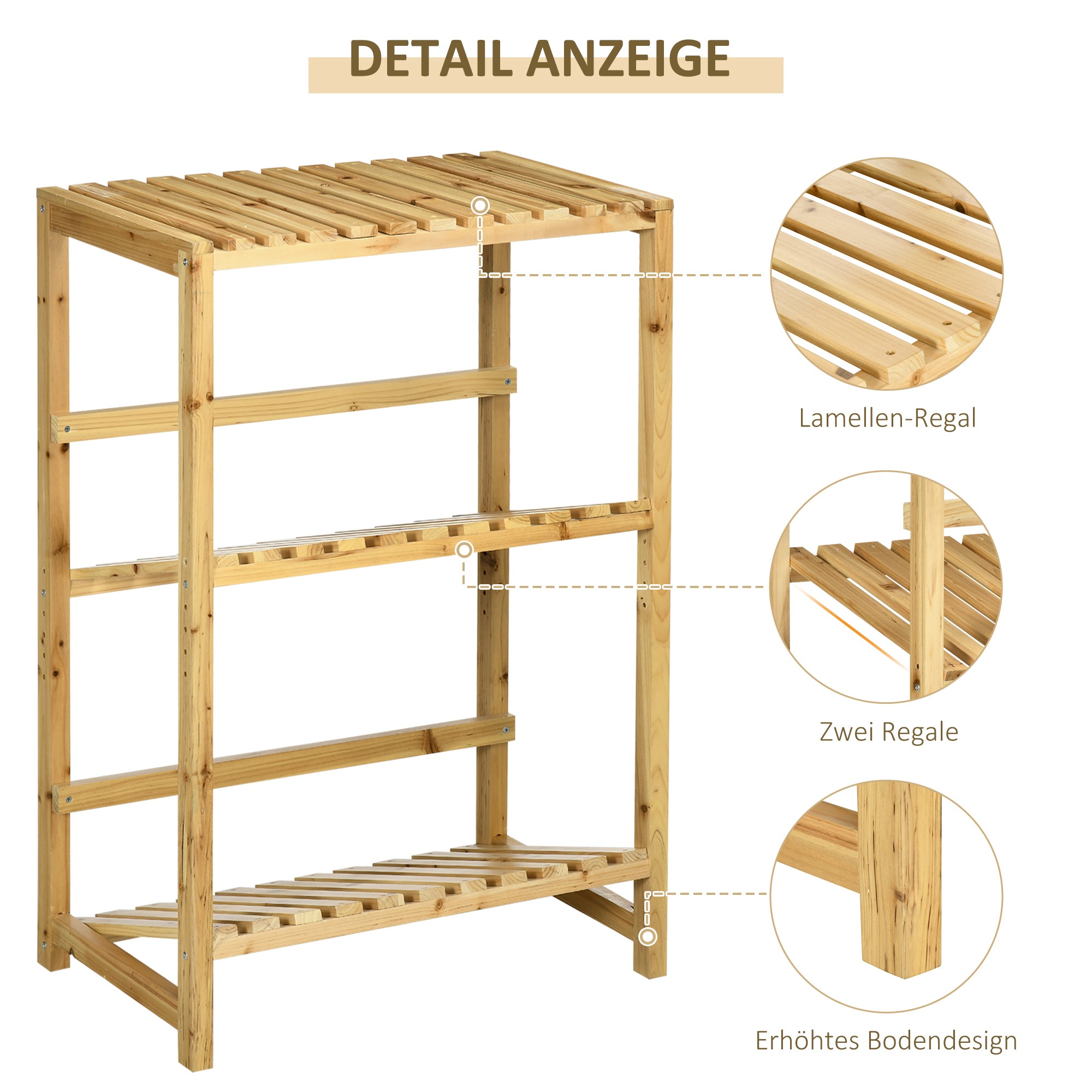 Beverage Crate Stand, Beverage Crate Rack, Crate Rack with 2 Tilted Shelves, Bottle Crate Rack for 4 Beverage Crates, Natural, 74 x 45 x 111 cm