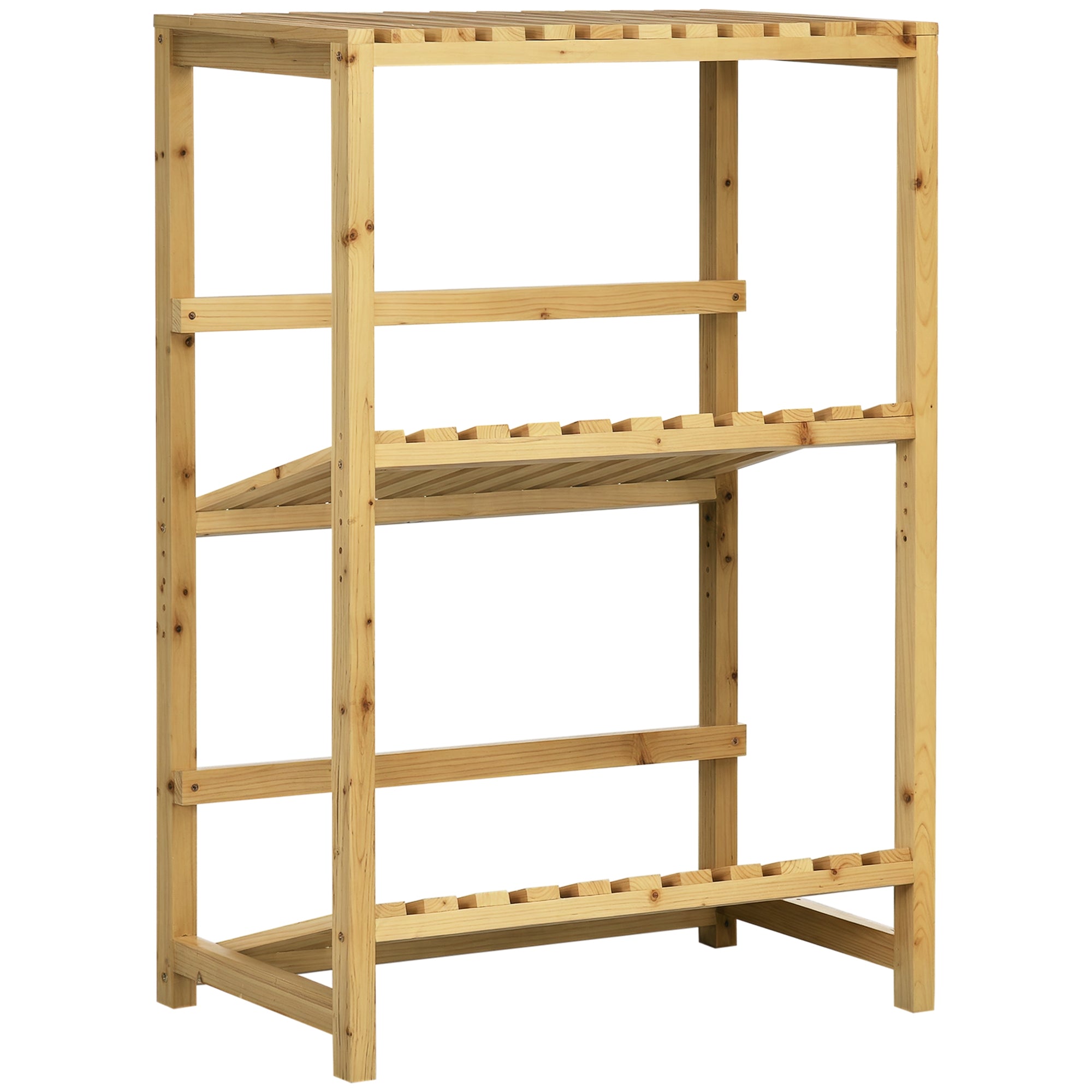 Beverage Crate Stand, Beverage Crate Rack, Crate Rack with 2 Tilted Shelves, Bottle Crate Rack for 4 Beverage Crates, Natural, 74 x 45 x 111 cm
