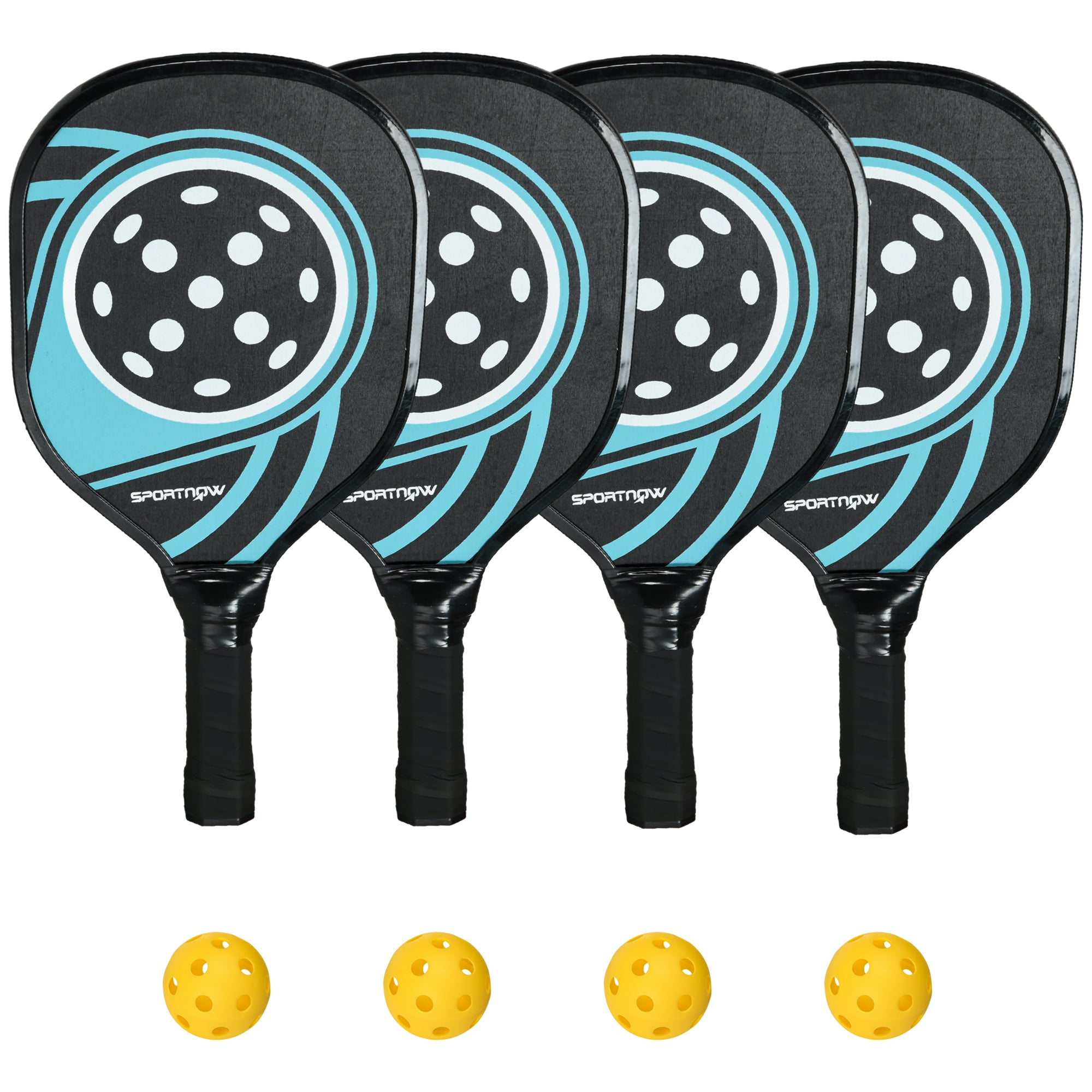 SPORTNOW Pickleball Paddles Set with 4 Paddles, 4 Balls, Ergonomic Grip Bag, Paddle Rackets for Indoor & Outdoor, Beginner Casual Players