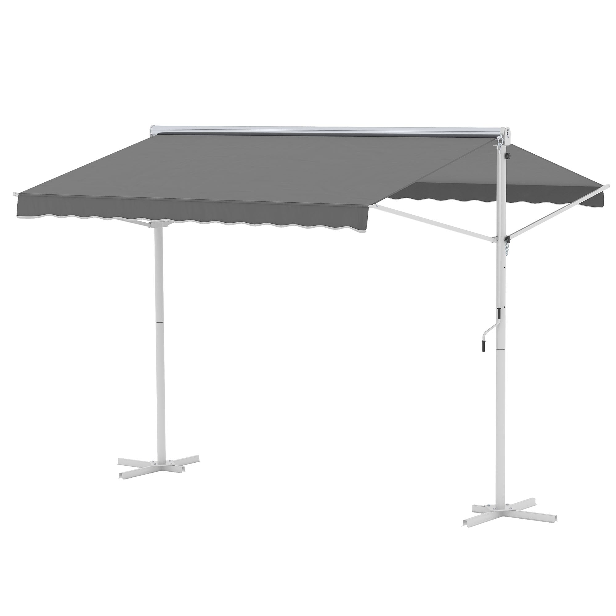 Freestanding Awning Garden Awning Awning with Folding Arm Crank Terrace Grey 3x3m