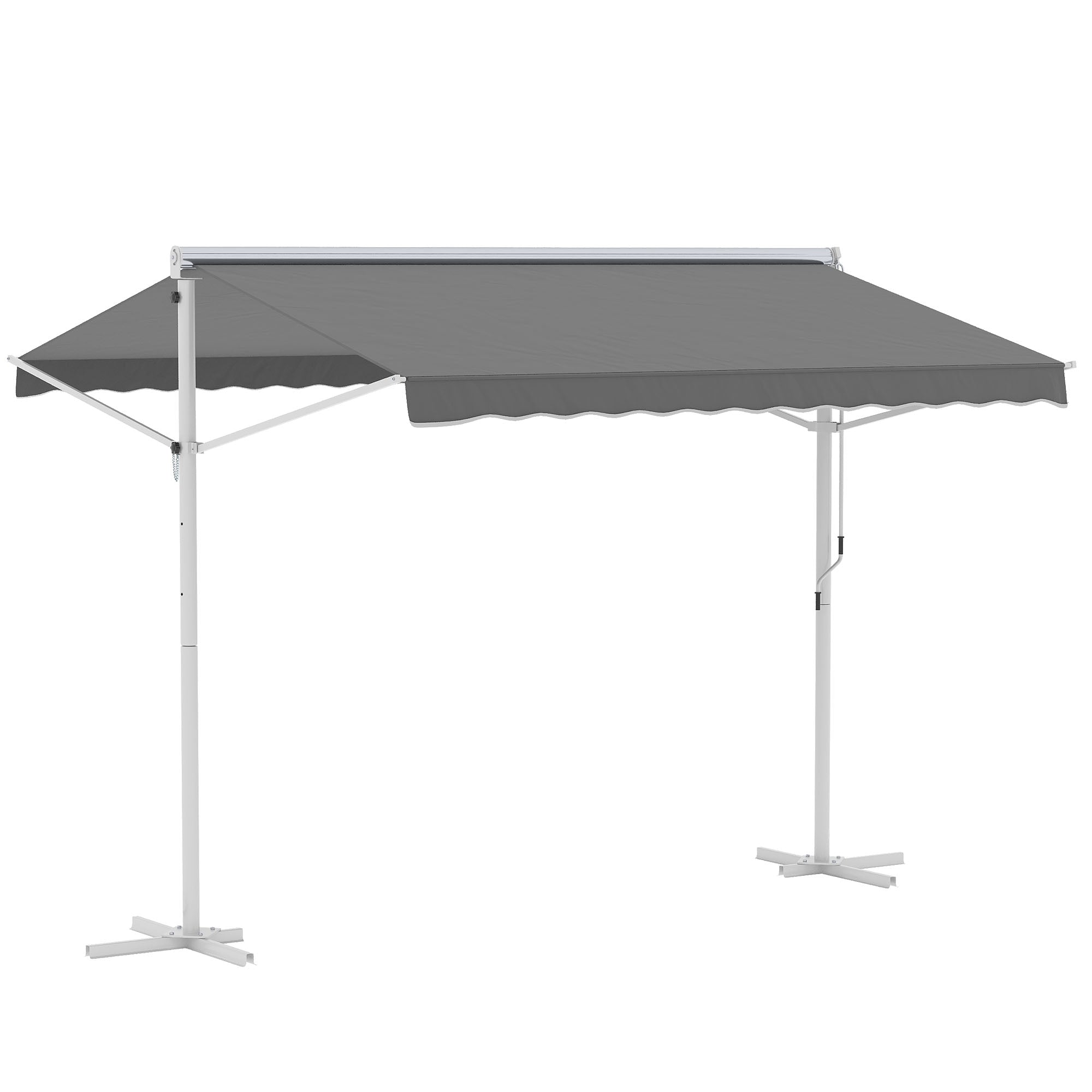 Freestanding Awning Garden Awning Awning with Folding Arm Crank Terrace Grey 3x3m