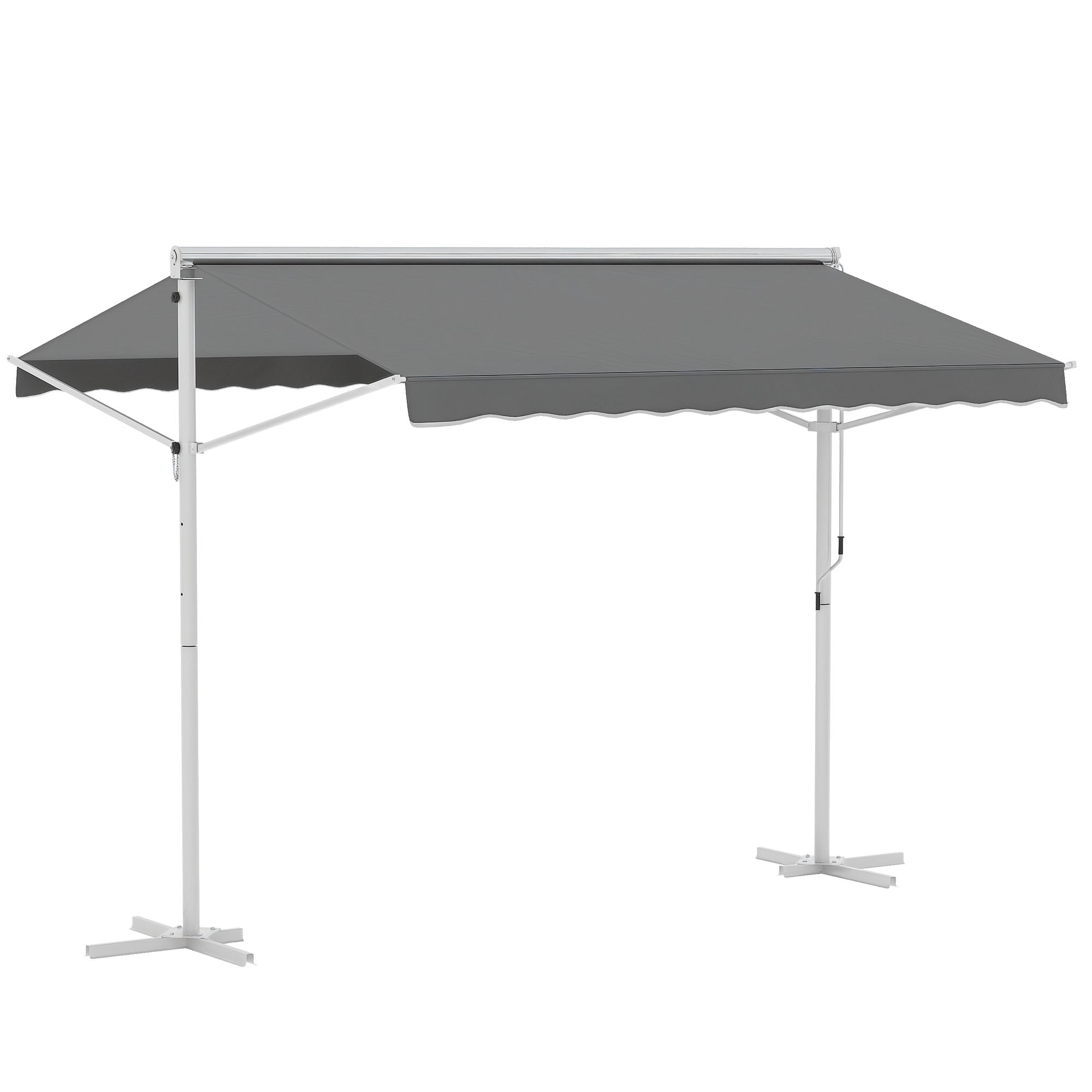 Freestanding Awning Garden Awning Awning with Folding Arm Crank Terrace Grey 3x3m