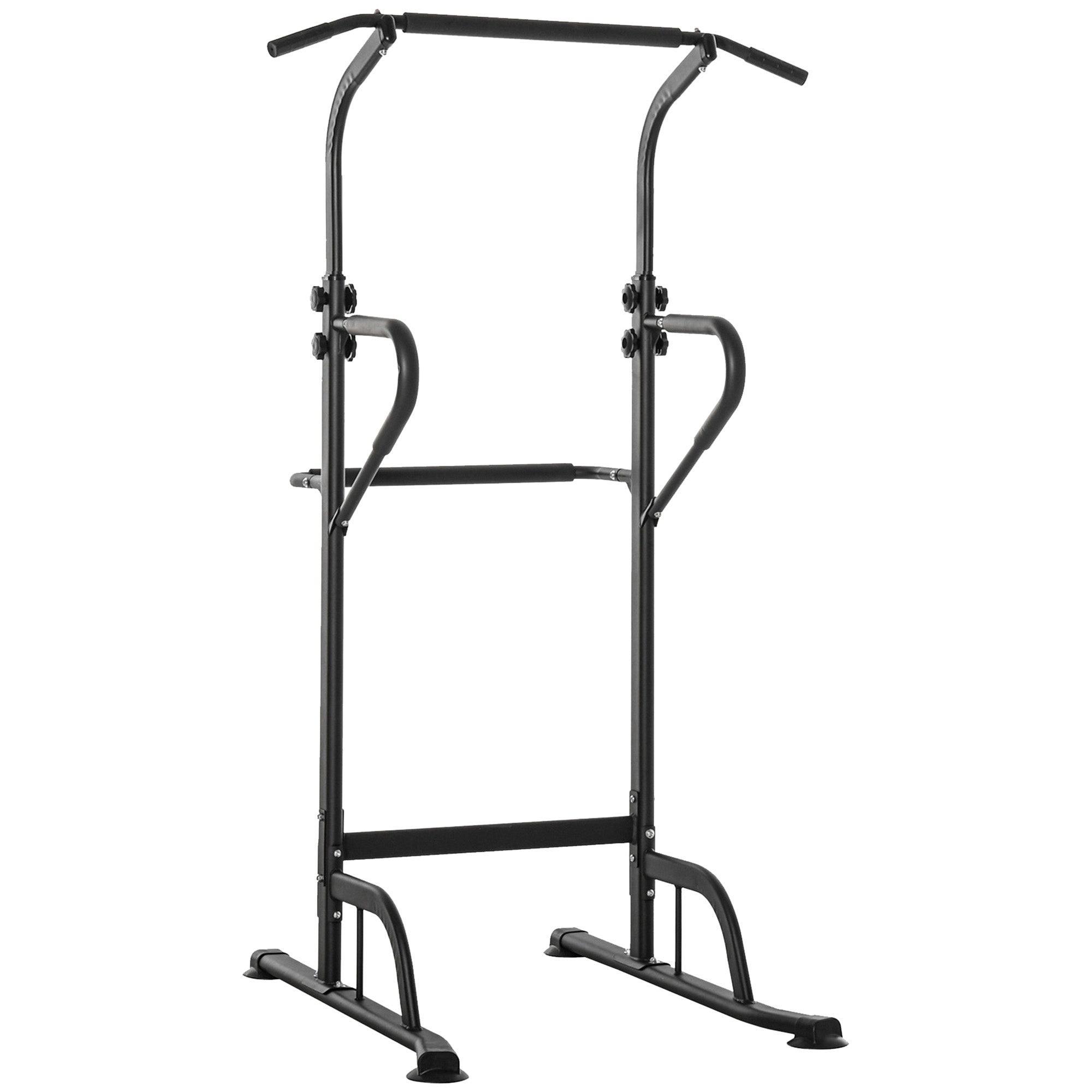 Multifunctional Weight Bench Pull-Up Bar Roman Chair Adjustable Height Black and Red Steel