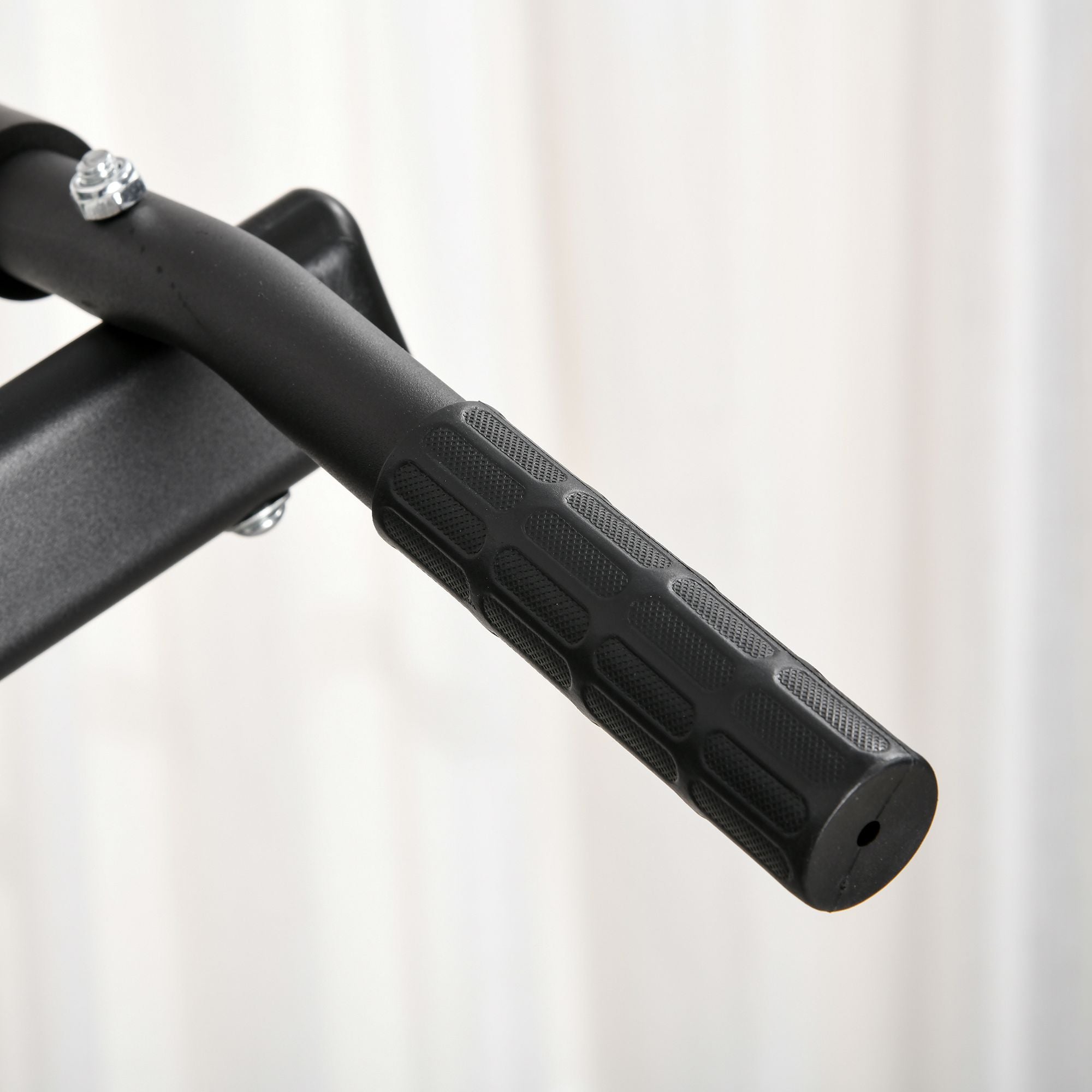 Multifunctional Weight Bench Pull-Up Bar Roman Chair Adjustable Height Black and Red Steel