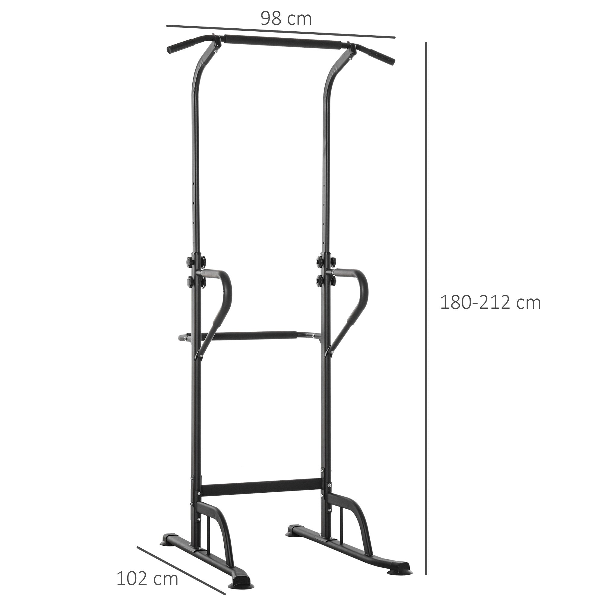 Multifunctional Weight Bench Pull-Up Bar Roman Chair Adjustable Height Black and Red Steel