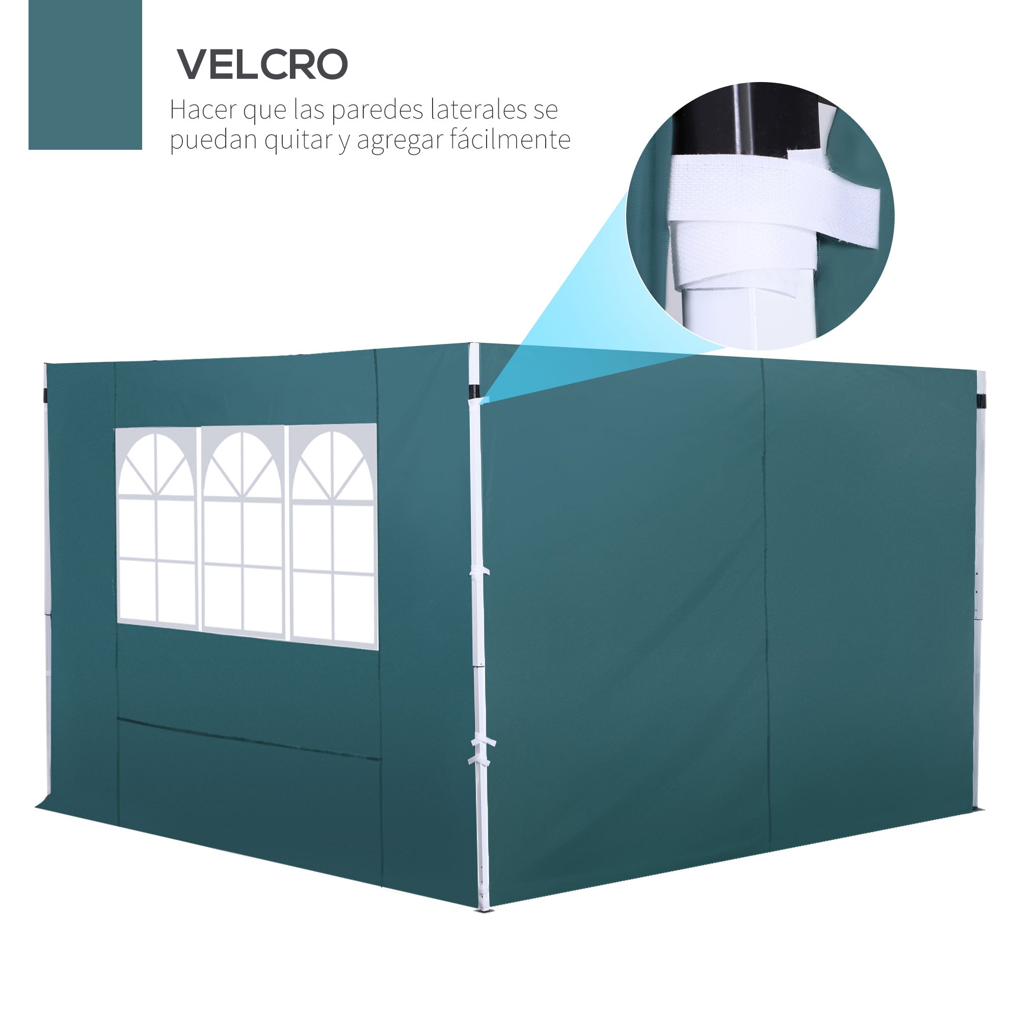 2 Side Walls for 3x3m Tent Gazebo Oxford Fabric with Window Total Measurements 300x200cm Dark Green