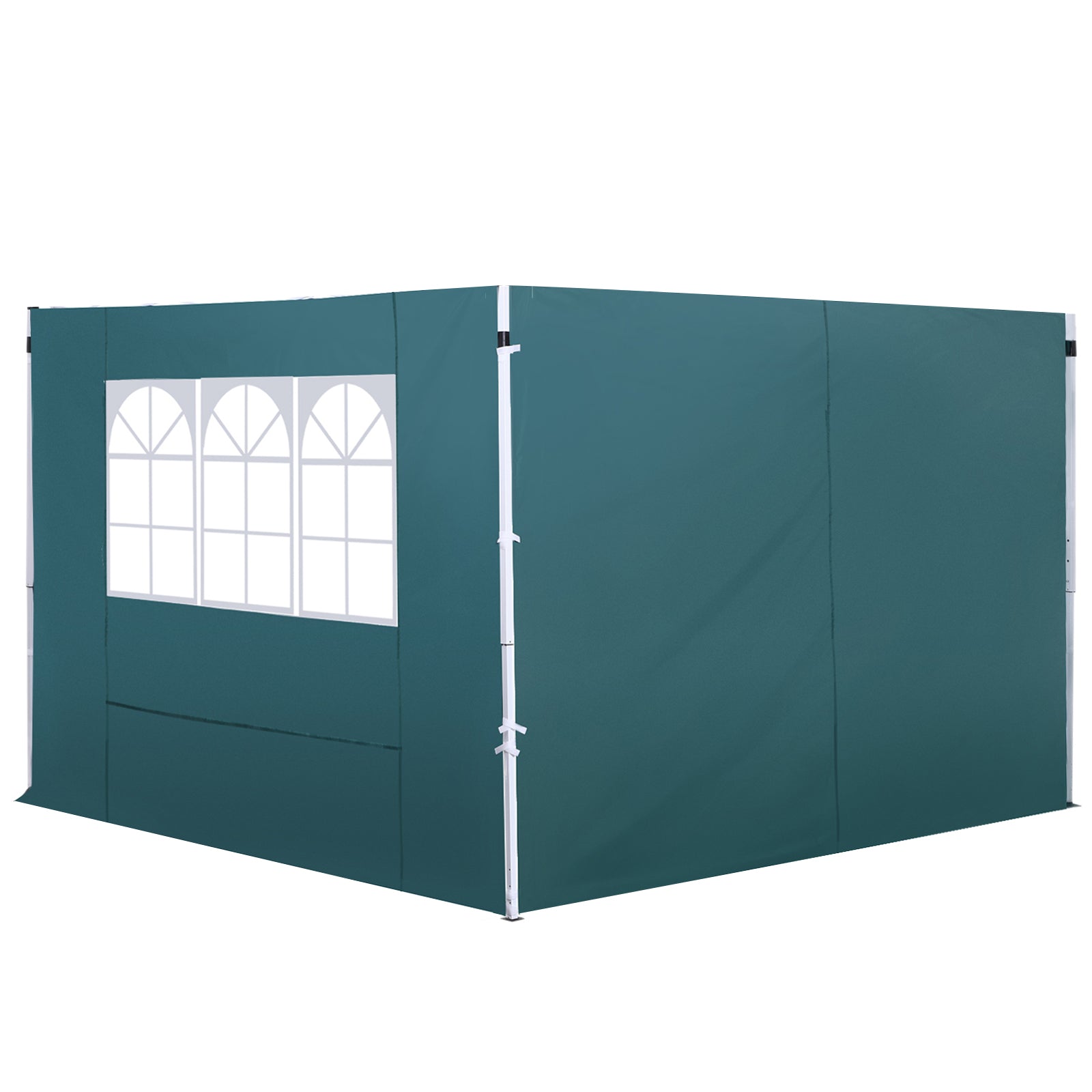 2 Side Walls for 3x3m Tent Gazebo Oxford Fabric with Window Total Measurements 300x200cm Dark Green