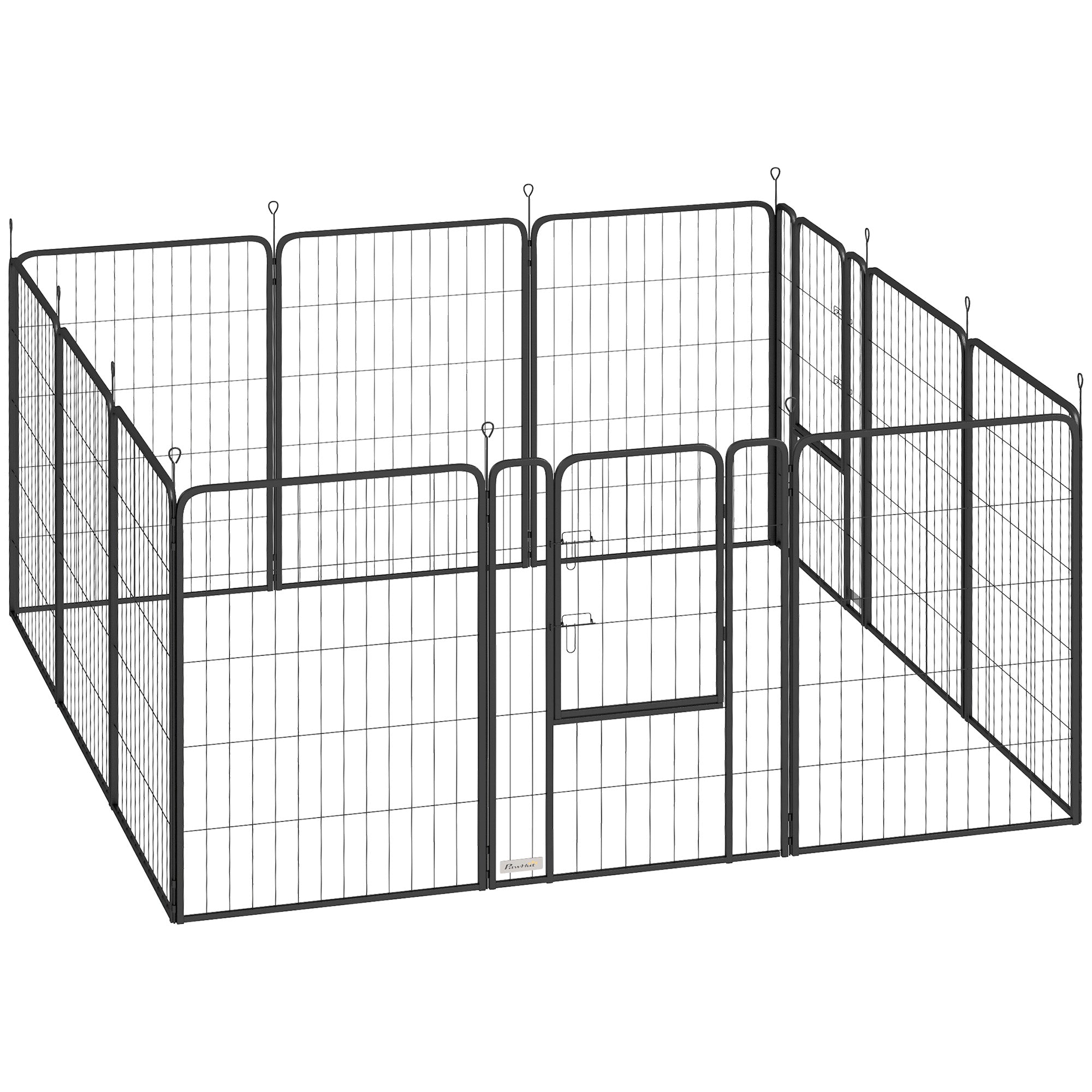 Puppy Playpen Puppy Enclosure with 12 Panels 68x100 cm Each Door Ground Stakes Flexible Foldable Protective Cover Free-Range Enclosure 100cm High Dog Playpen Indoors Outdoors Puppy Fence for Dog Cat