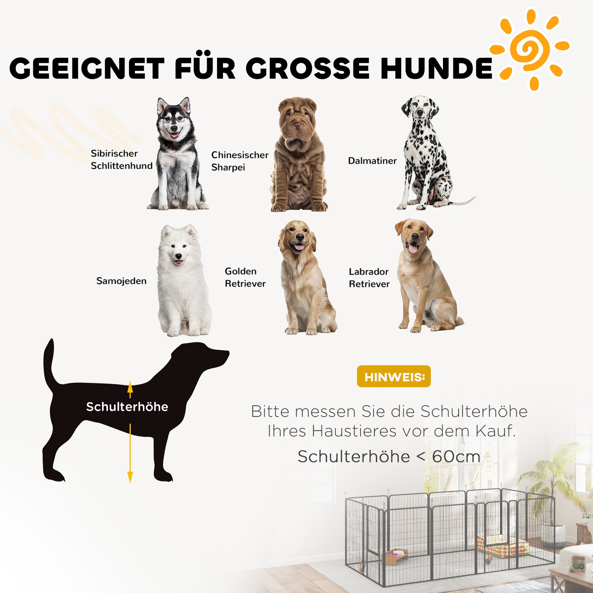 Puppy Playpen Puppy Enclosure with 12 Panels 68x100 cm Each Door Ground Stakes Flexible Foldable Protective Cover Free-Range Enclosure 100cm High Dog Playpen Indoors Outdoors Puppy Fence for Dog Cat