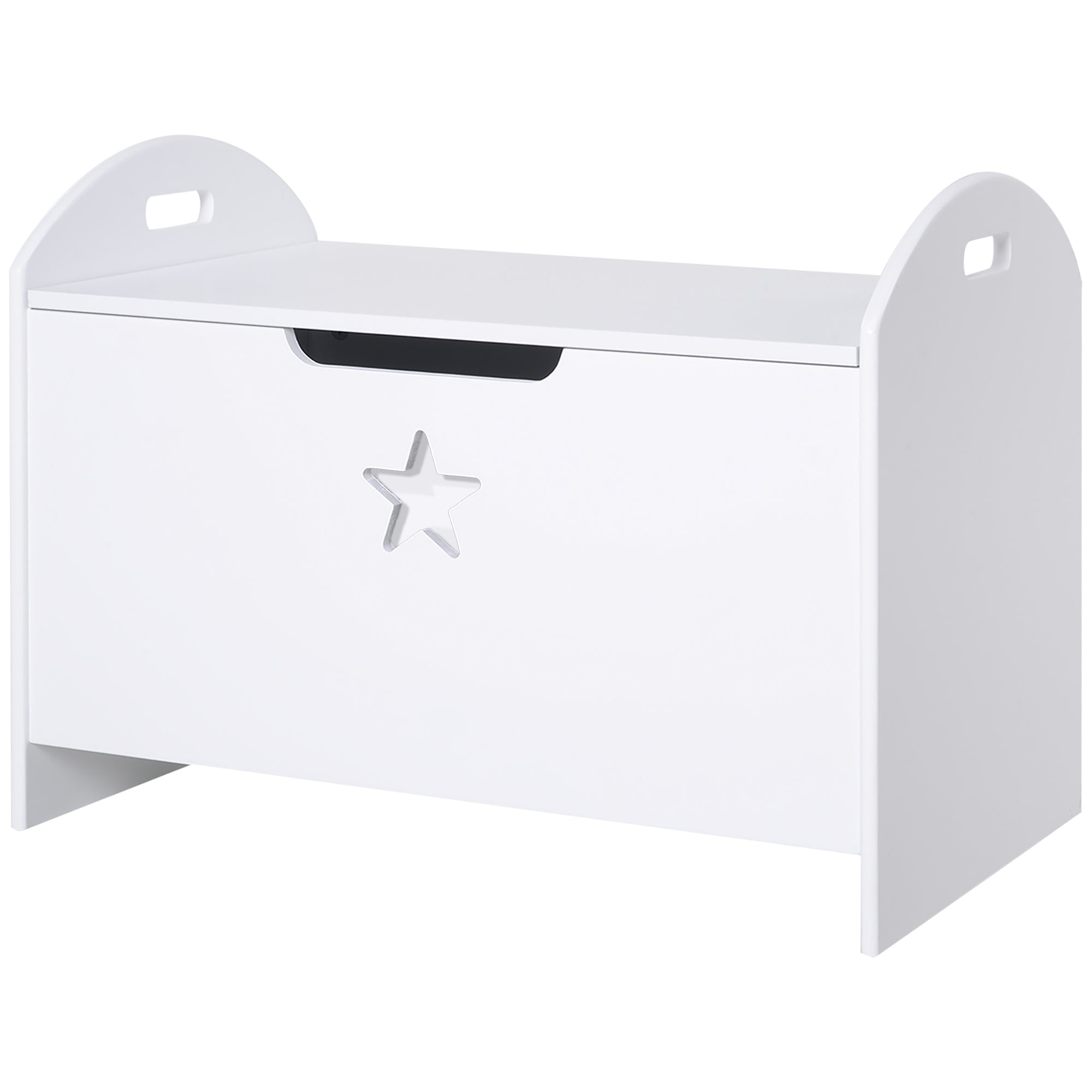 Children's Toy Storage Organizer Box Reversible Lid Design with Safety 62x40x46.5 cm Spacious Space Load 20 kg White