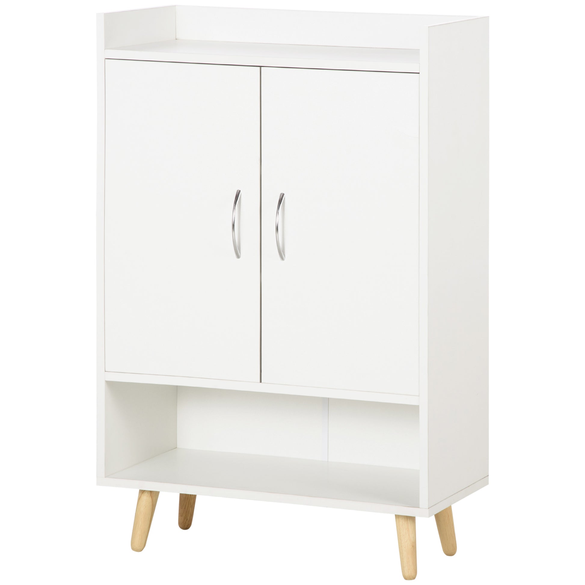 Modern 2-Door Shoe Cabinet with 4 Shelves for 12 Pairs of Shoes, Ideal for Entryway Living Room Bedroom 60x30x92 cm White