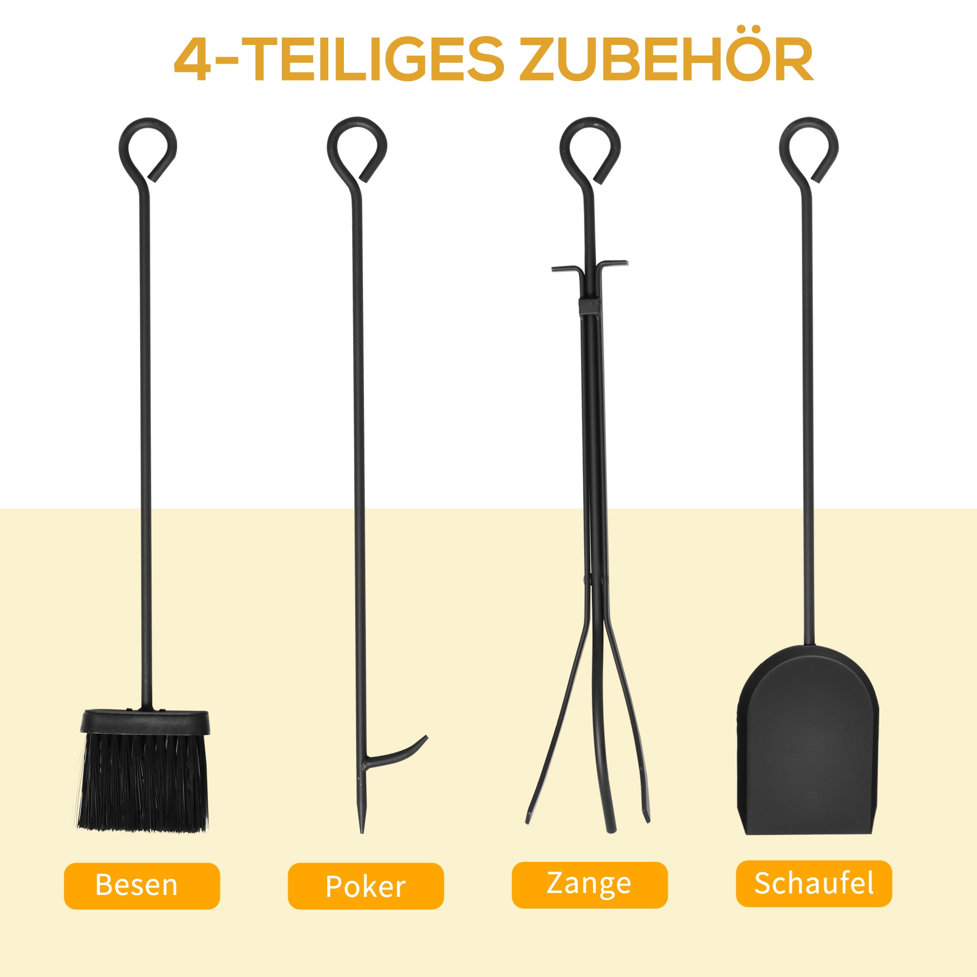 Firewood Stand with Fireplace Tools, Wood Rack, Firewood Storage, Fireplace Tool Set, Steel Black 75 x 30 x 60 cm