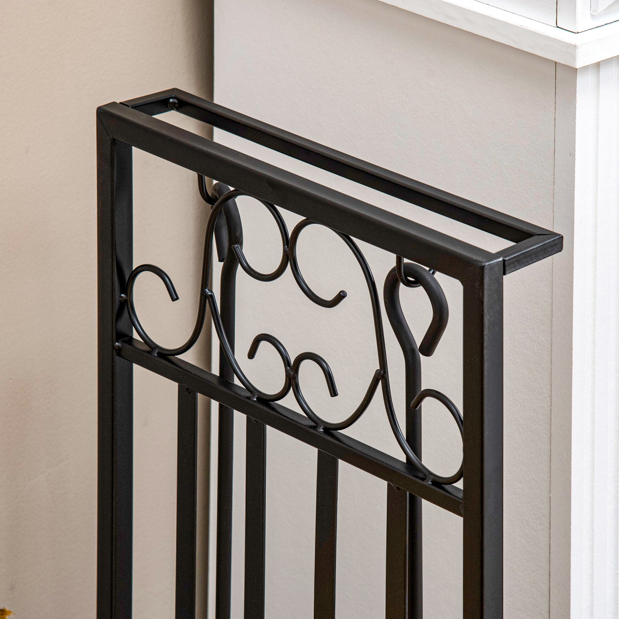 Firewood Stand with Fireplace Tools, Wood Rack, Firewood Storage, Fireplace Tool Set, Steel Black 75 x 30 x 60 cm