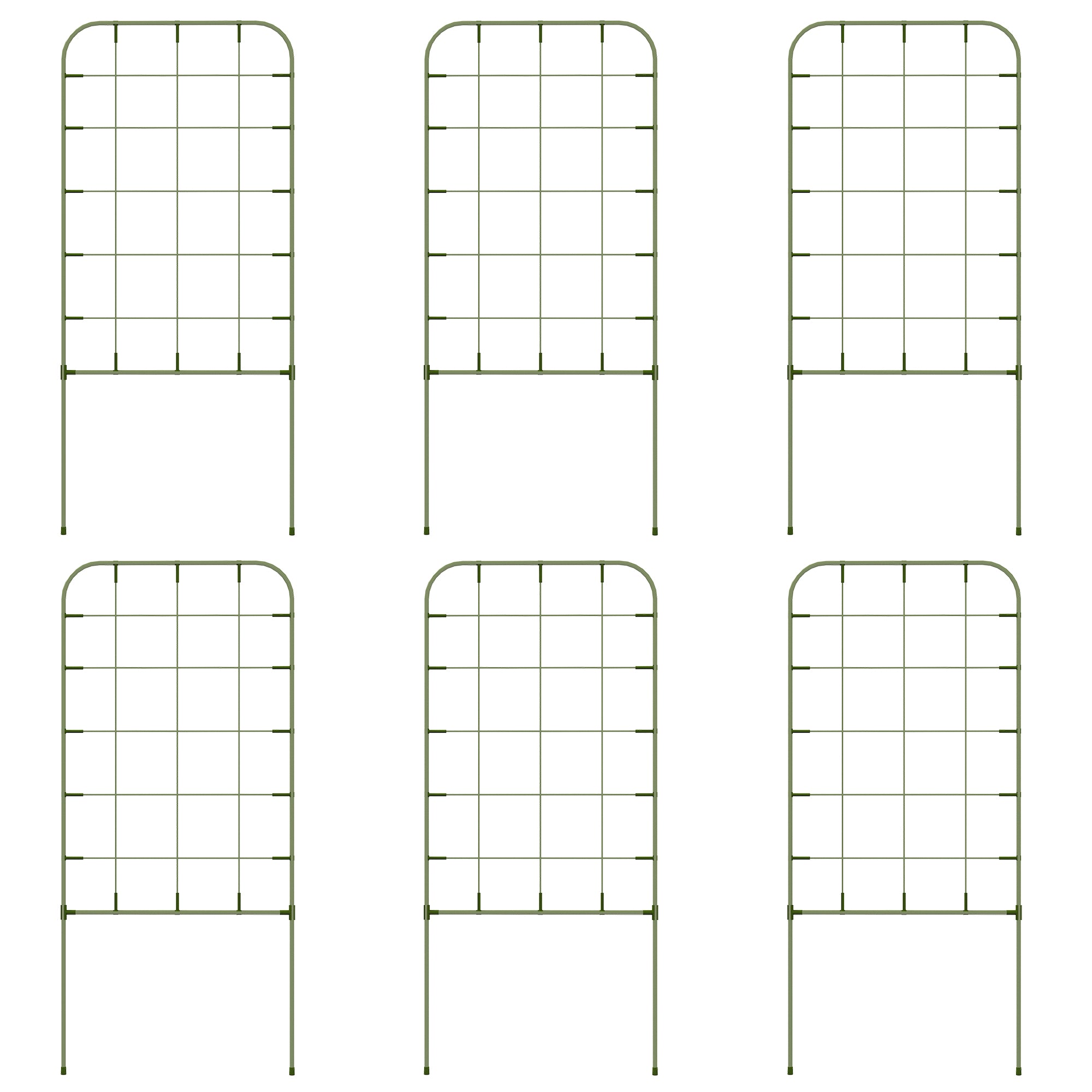 6-Piece Trellis Set, Plant Holder, Trellis, Garden Plant Supporting Rods, Garden Trellises for Climbing Plants, Balcony, Steel, Green, 40 x 90 cm