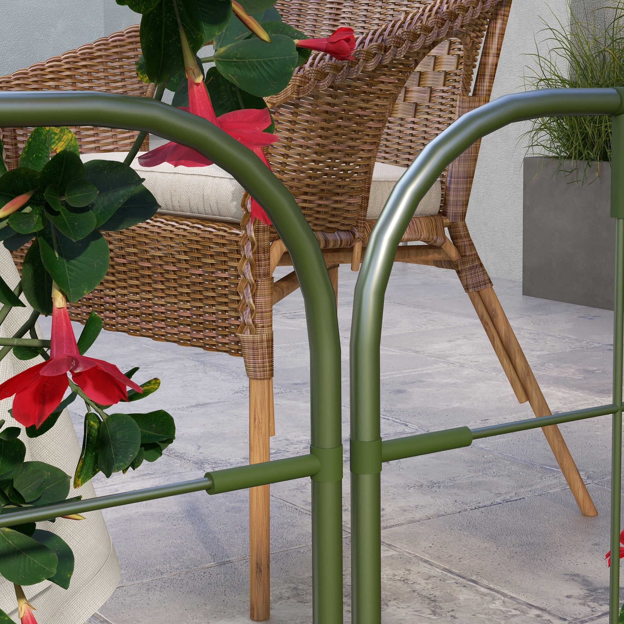 6-Piece Trellis Set, Plant Holder, Trellis, Garden Plant Supporting Rods, Garden Trellises for Climbing Plants, Balcony, Steel, Green, 40 x 90 cm
