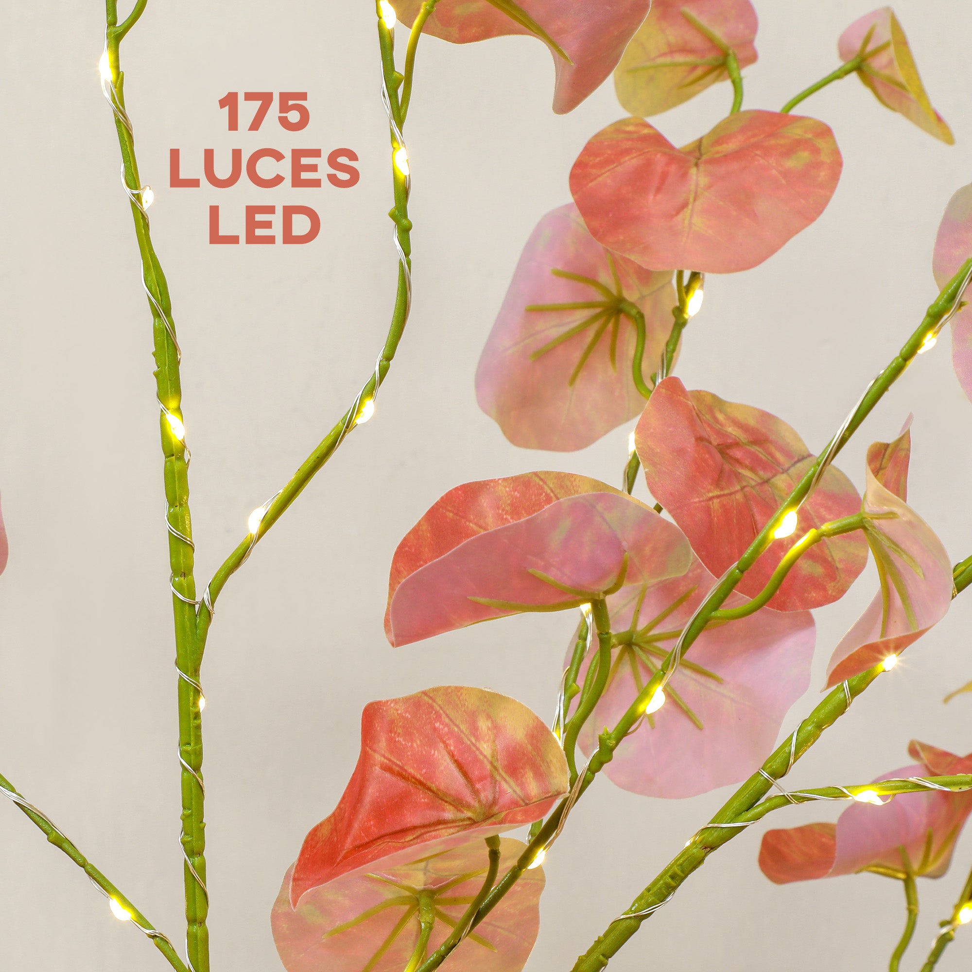 Autumnal Artificial Eucalyptus Tree 120 cm Tree Lamp with 175 LED Lights and Base Christmas Decoration for Indoors and Outdoors Orange