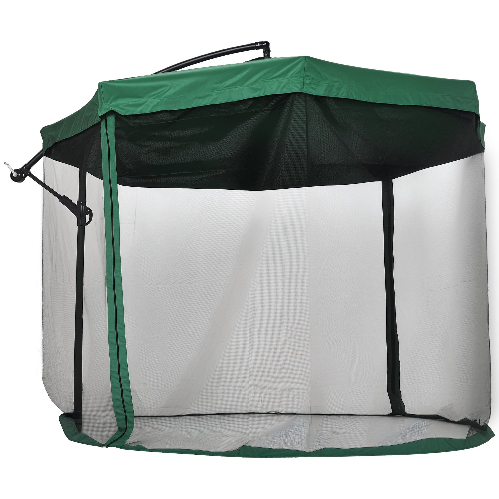 Offset Octagonal Umbrella 360 ° Rotating Crank with Mosquito Net and Cross Base Ø 295 x 242H cm - Green