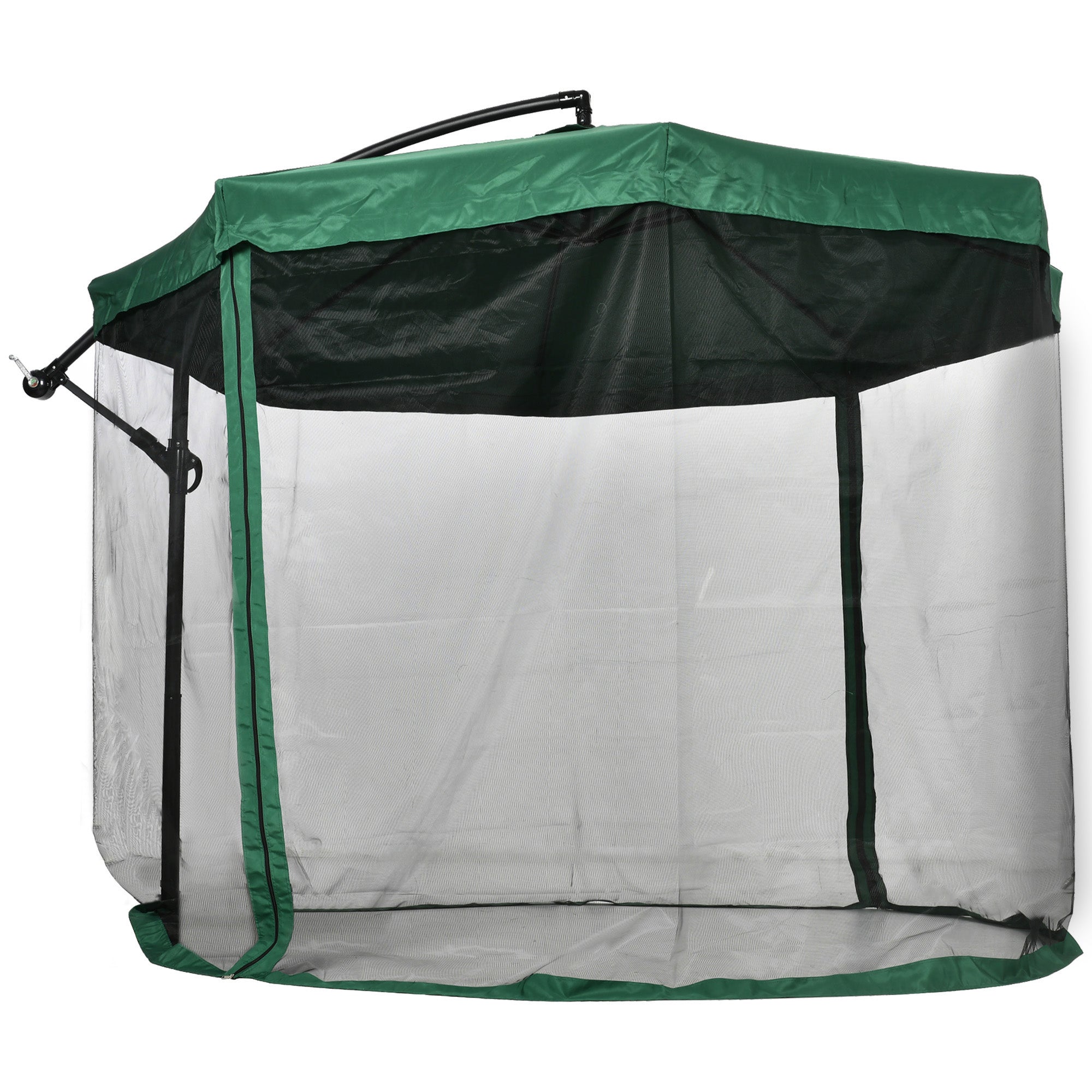 Offset Octagonal Umbrella 360 ° Rotating Crank with Mosquito Net and Cross Base Ø 295 x 242H cm - Green