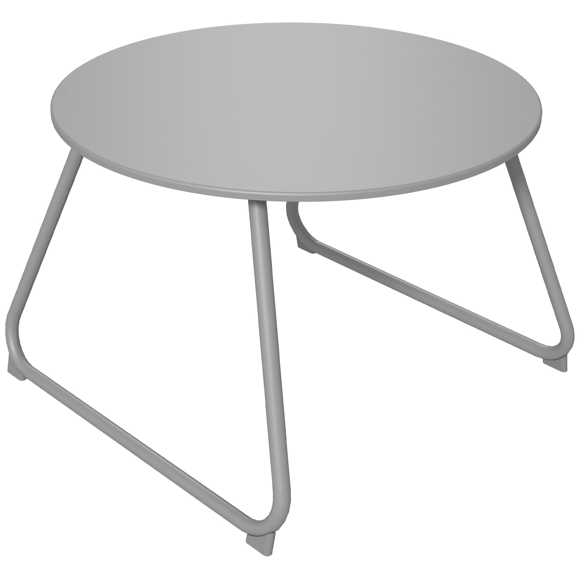 Round garden coffee table, outdoor side table, Ø60 cm, adjustable non-slip pads, epoxy metal, grey