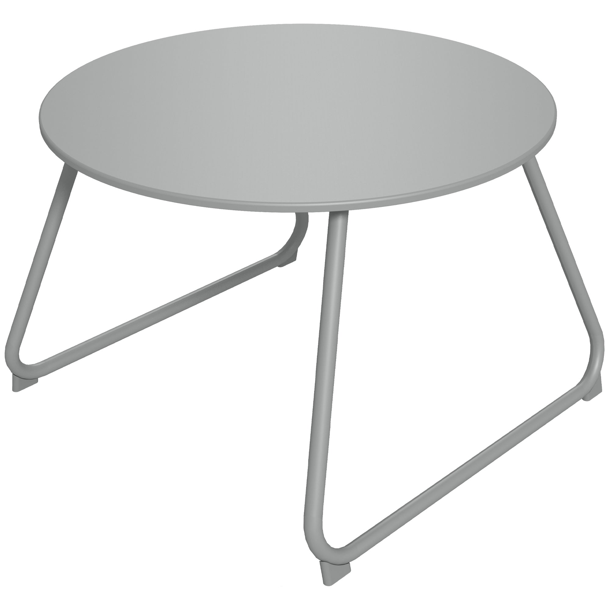 Round garden coffee table, outdoor side table, Ø60 cm, adjustable non-slip pads, epoxy metal, grey
