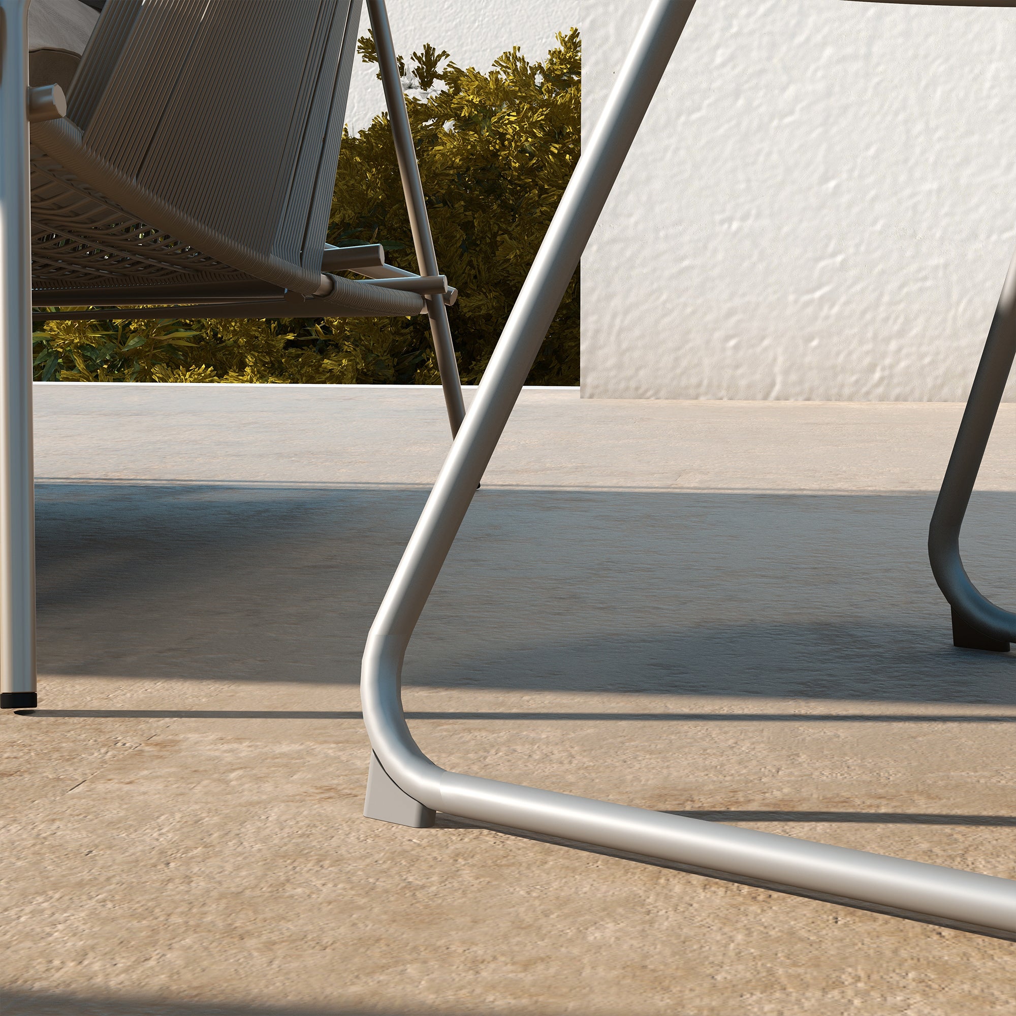 Round garden coffee table, outdoor side table, Ø60 cm, adjustable non-slip pads, epoxy metal, grey